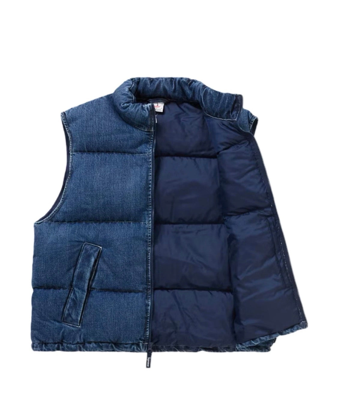 Supreme Nike Blue Denim Puffer Vest