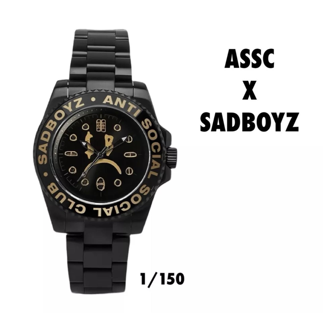 Anti Social Social club ASSC X SADBOYZ Watch Rare 1/150 Black