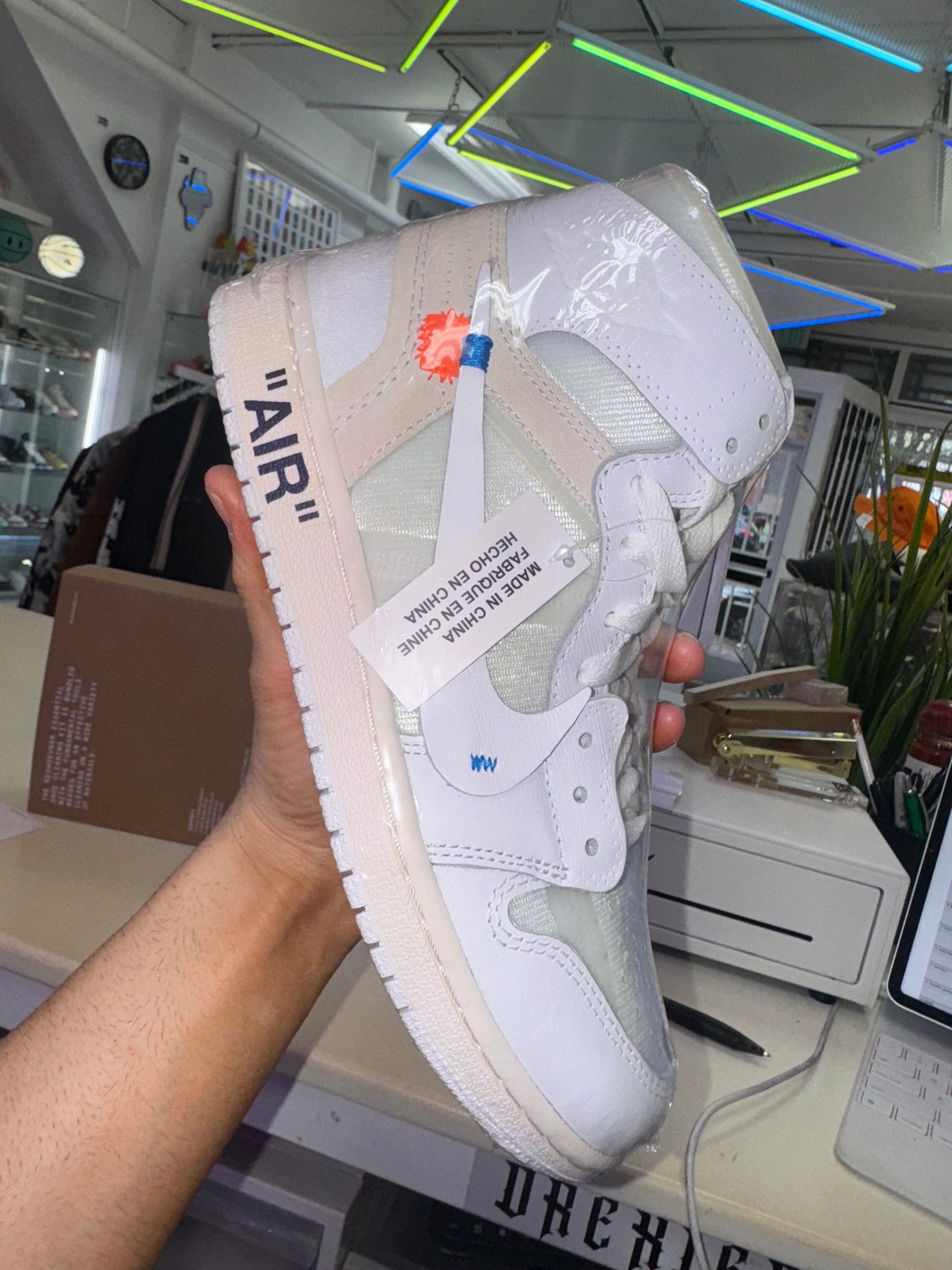 OFF-WHITE x Air Jordan 1 High Euro Retro OG White AQ8296-100 US 7y