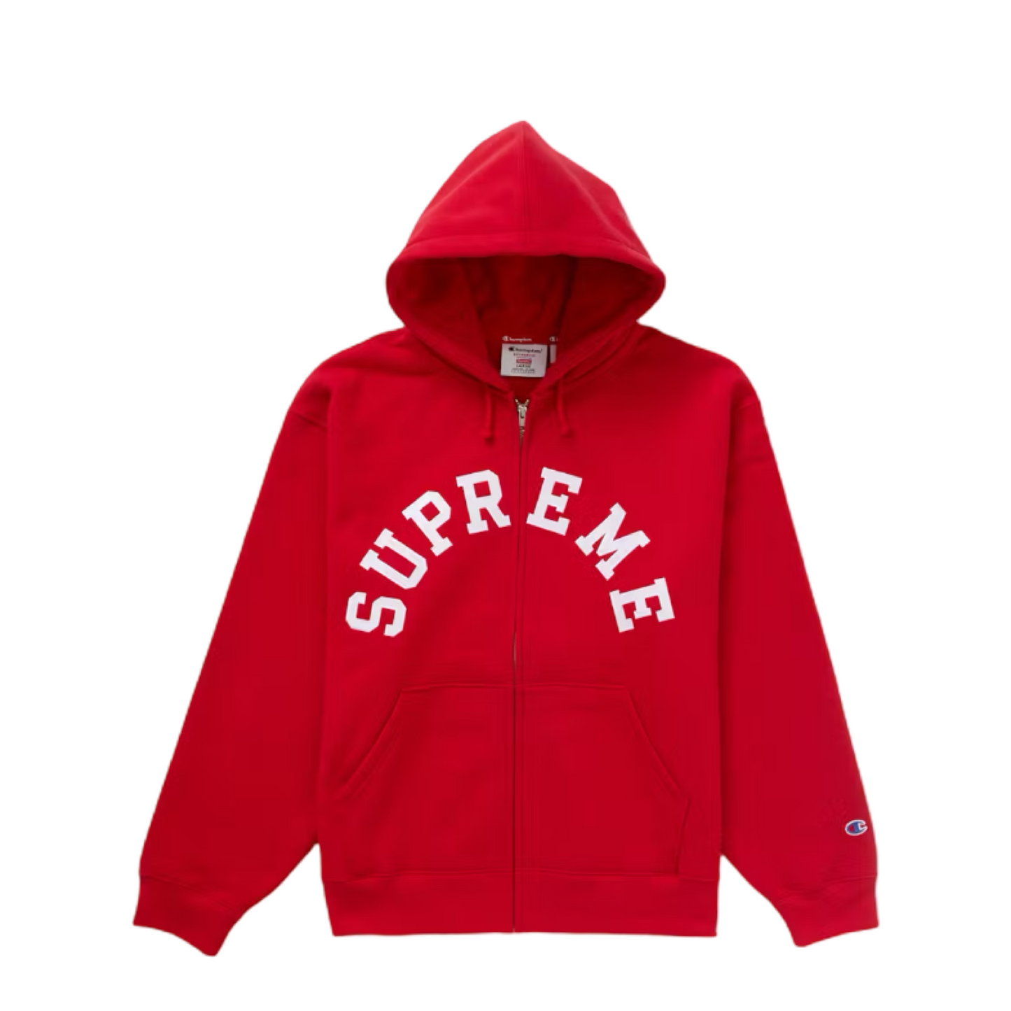 Supreme Champion Zip Up Hooded Sweatshirt Red