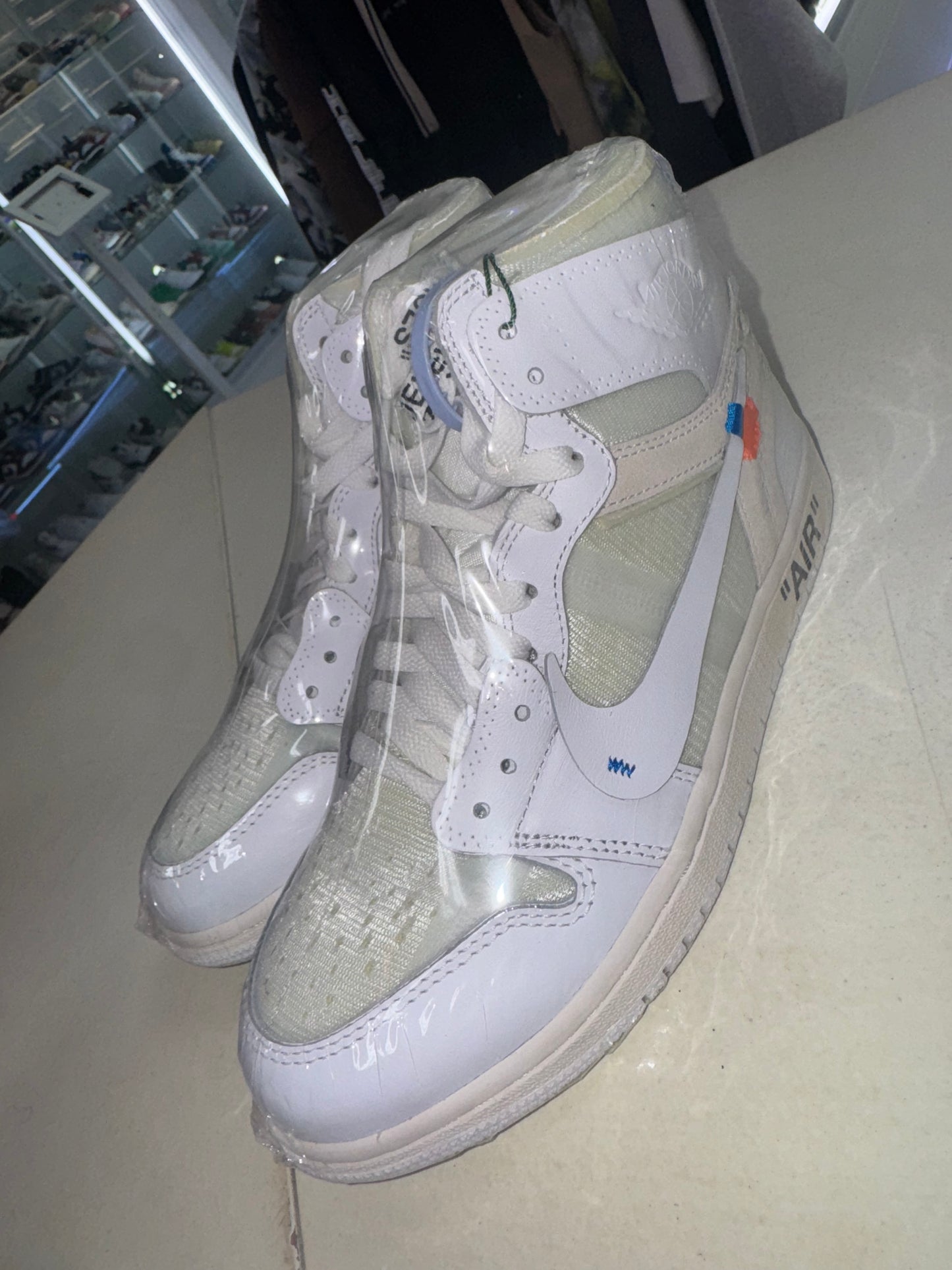 OFF-WHITE x Air Jordan 1 High Euro Retro OG White AQ8296-100 US 7y