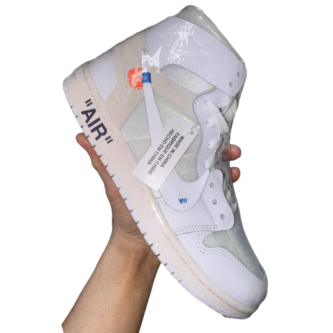 OFF-WHITE x Air Jordan 1 High Euro Retro OG White AQ8296-100 US 7y