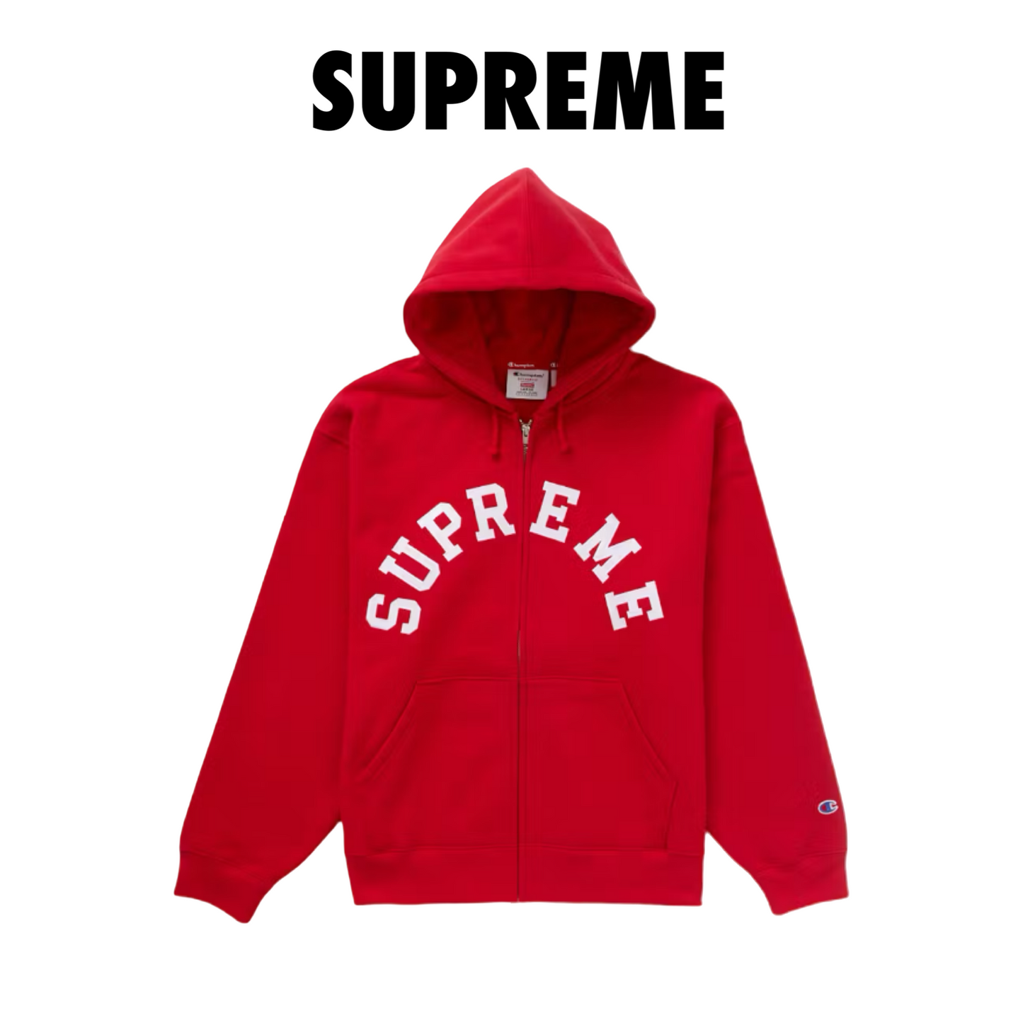 Supreme Champion Zip Up Hooded Sweatshirt Red