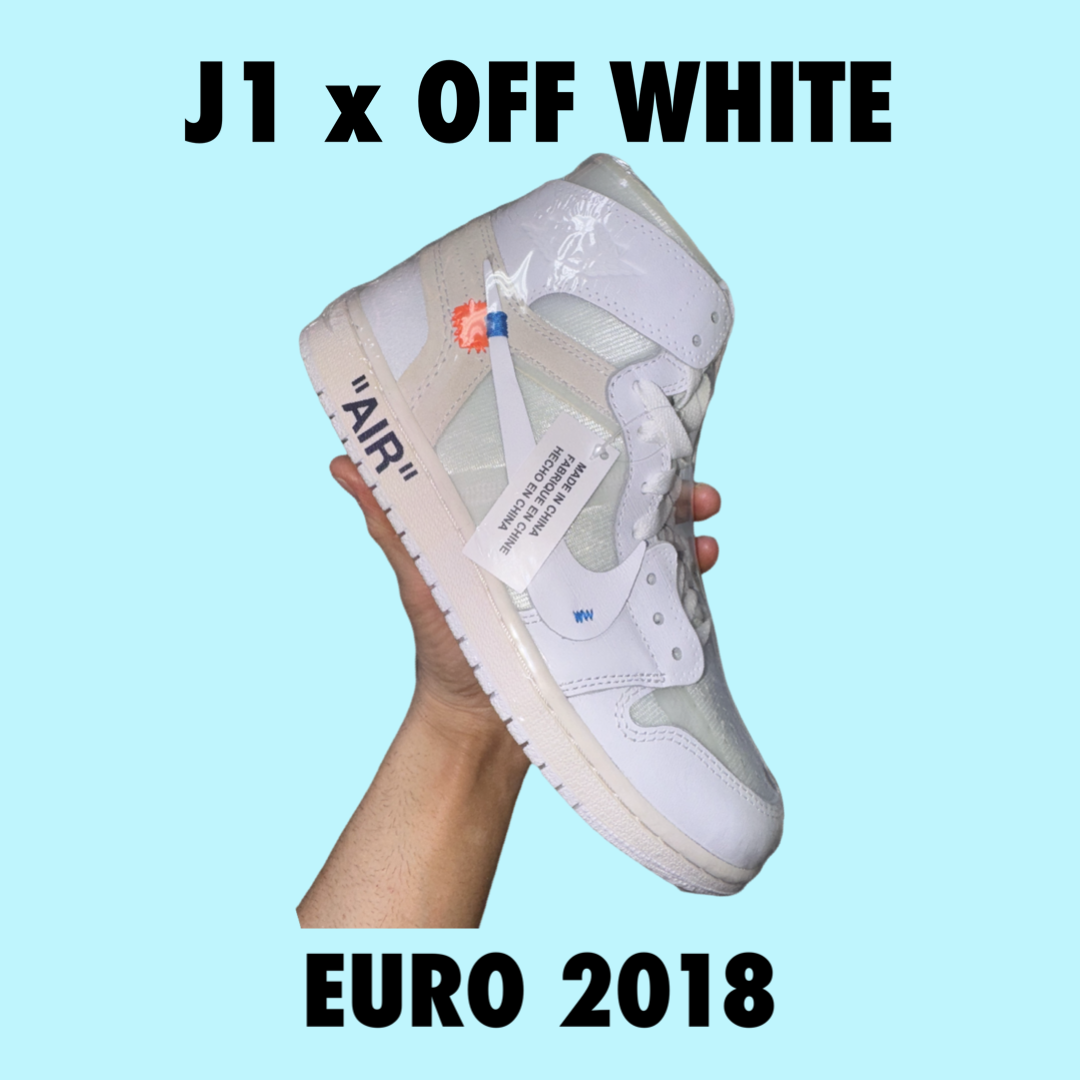 OFF-WHITE x Air Jordan 1 High Euro Retro OG White AQ8296-100 US 7y