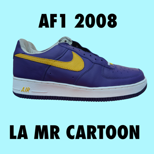 Nike Air Force 1 Low LA Lakers Size 11 Purple Gold 2001 Kobe Mr cartoon Rare