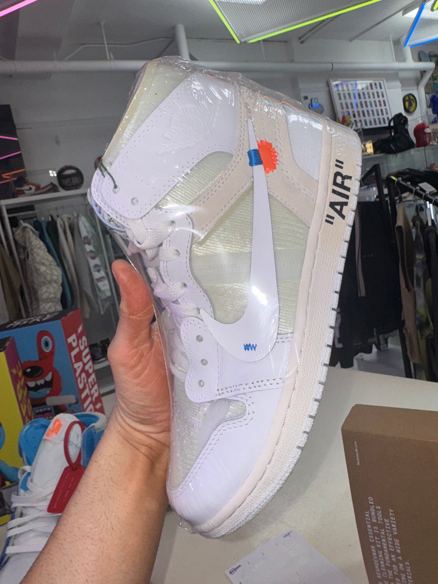 OFF-WHITE x Air Jordan 1 High Euro Retro OG White AQ8296-100 US 7y