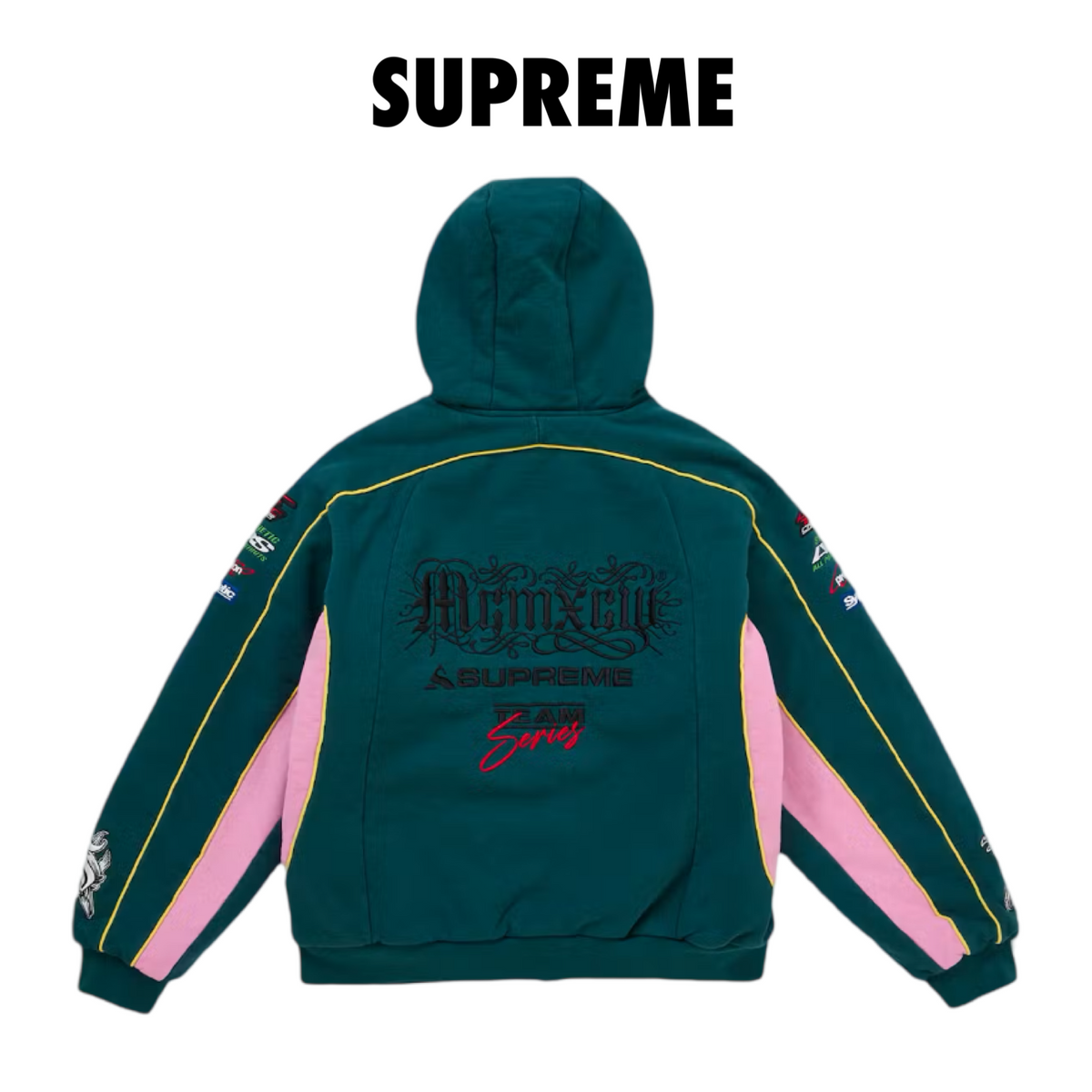 Supreme Racing Lined Zip Up Hooded Sweatshirt Dark teal