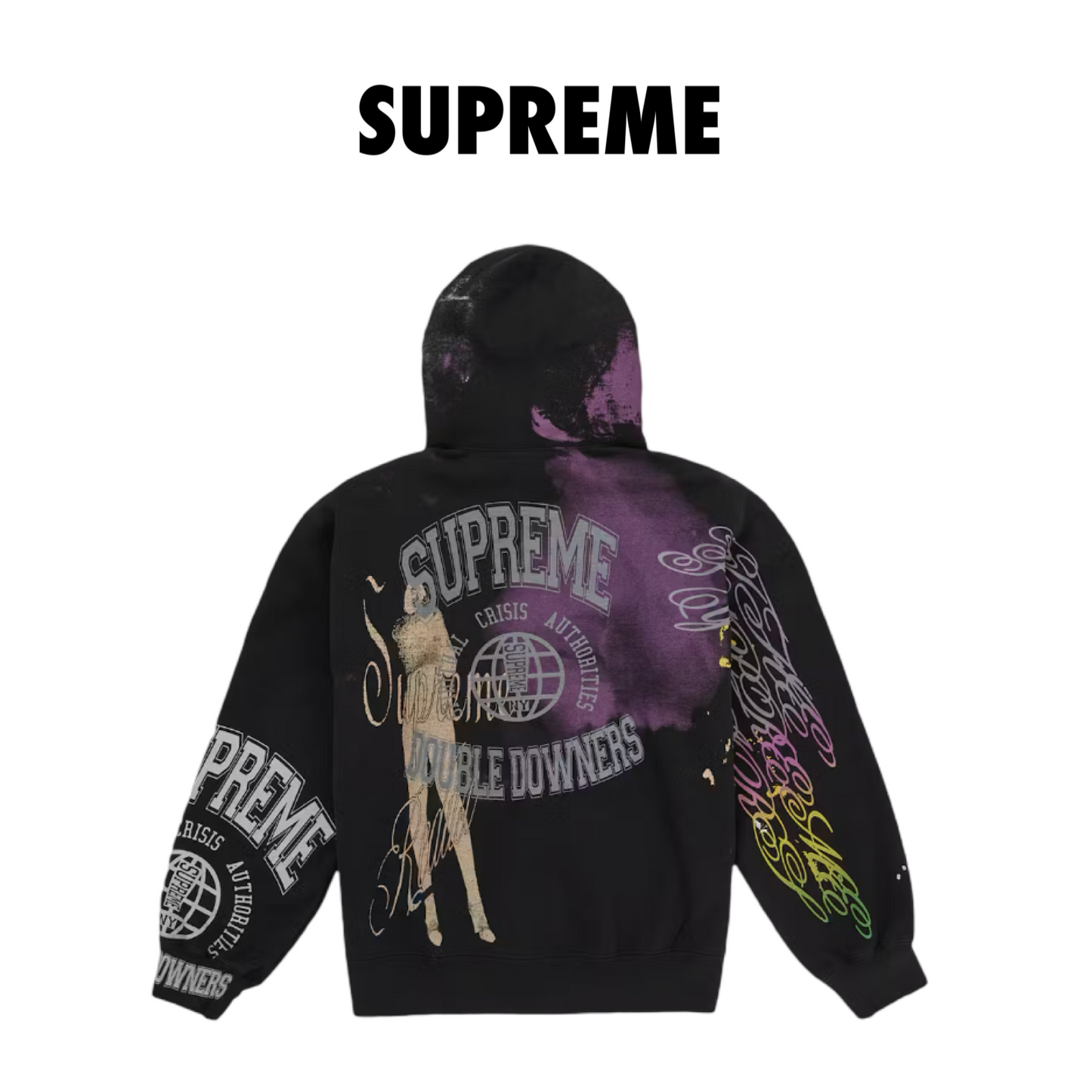 Supreme Overprint Hooded Sweatshirt black