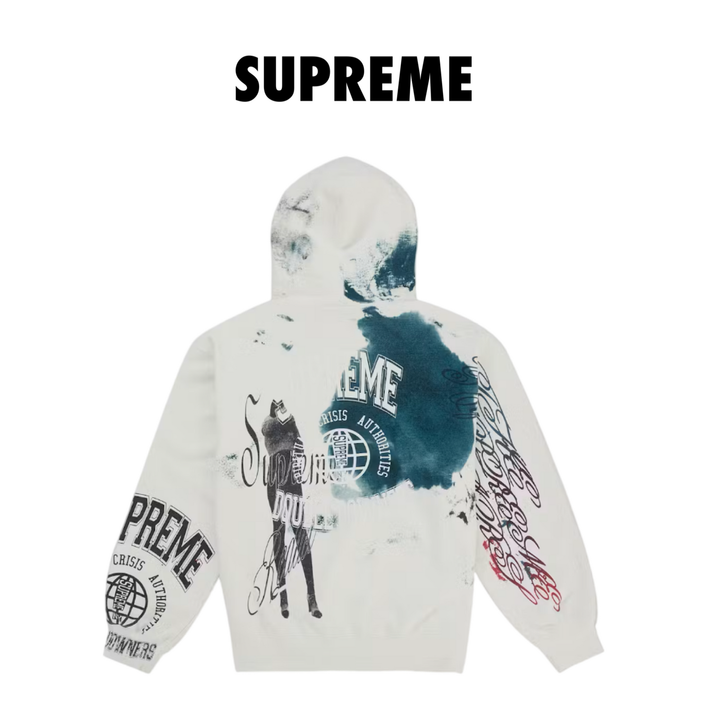 Supreme Overprint Hooded Sweatshirt white