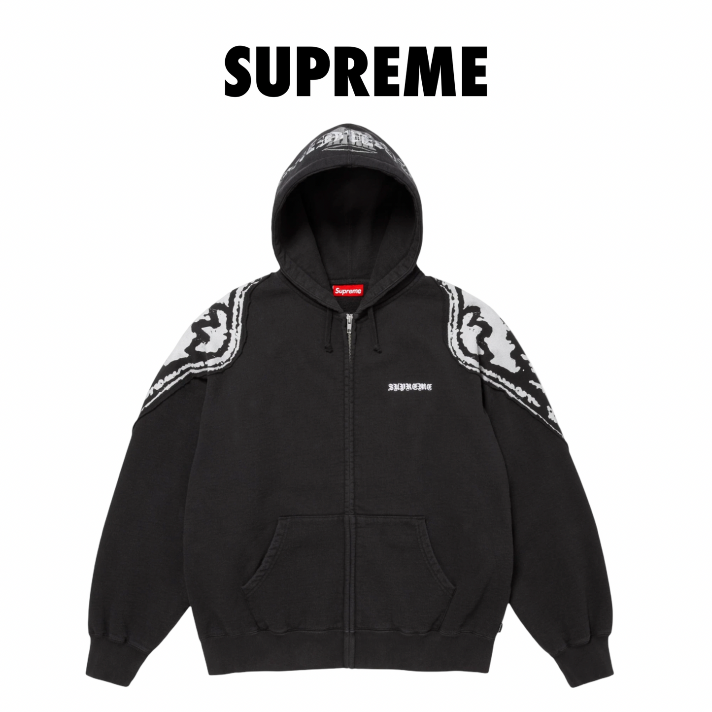 Supreme Wings Zip Up Hooded Sweatshirt (FW25) black