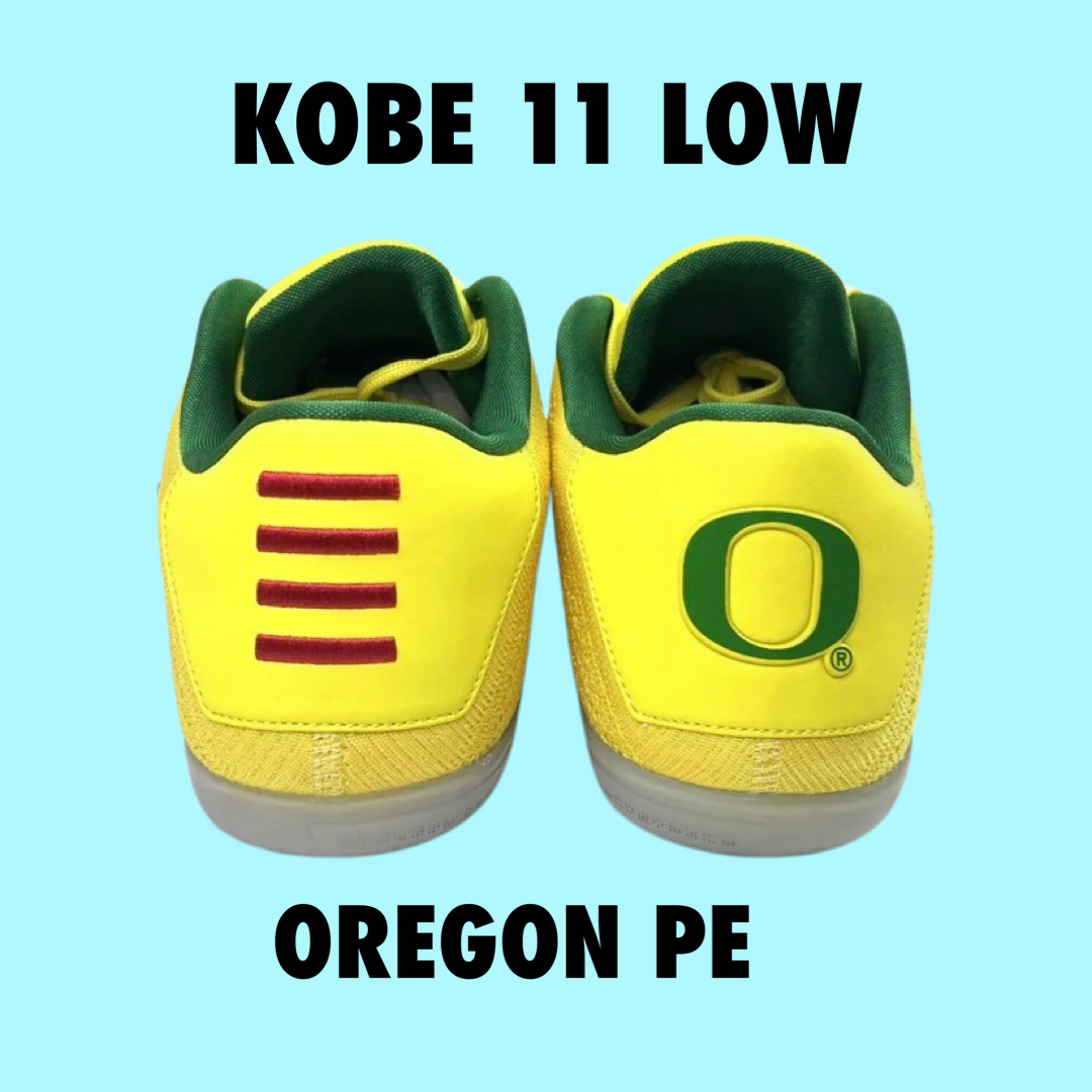 Kobe 11 Low Pe Oregon Size 12.5 DS PROMO Yellow Green Ducks Basketball player exclusive