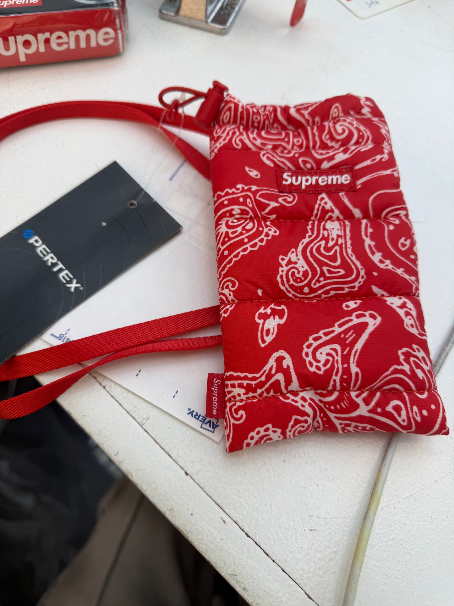 Supreme Puffer Neck Pouch Red