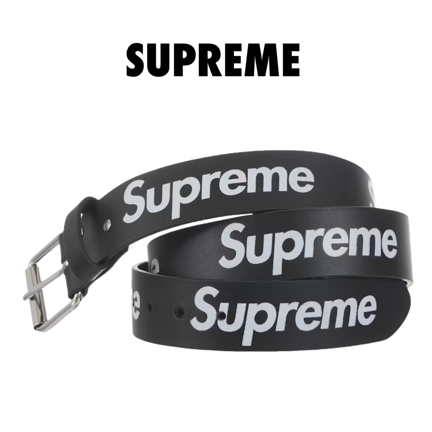 Supreme Repeat Leather Belt (FW25) Black