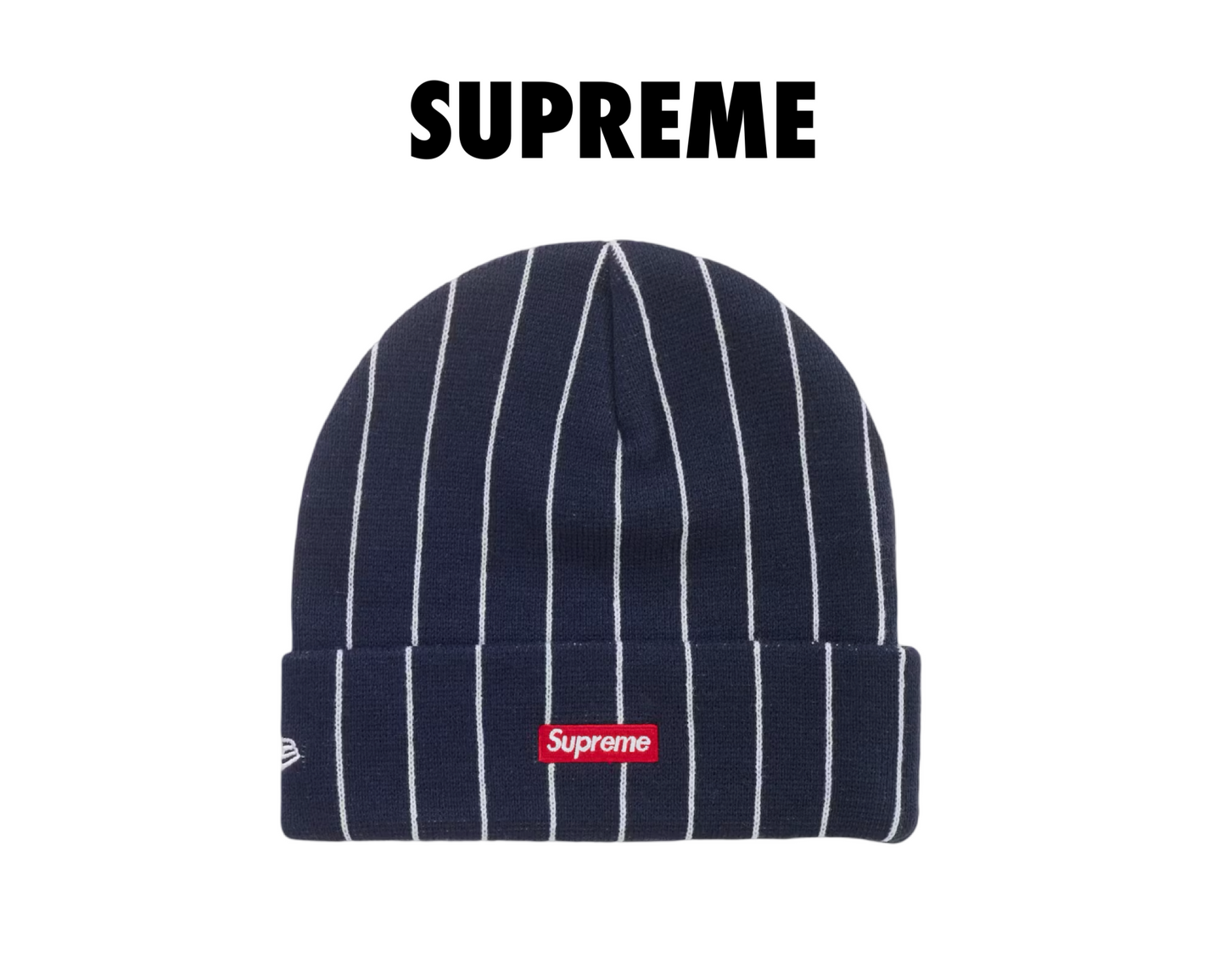 Supreme New Era Devil S Logo Beanie navy stripe
