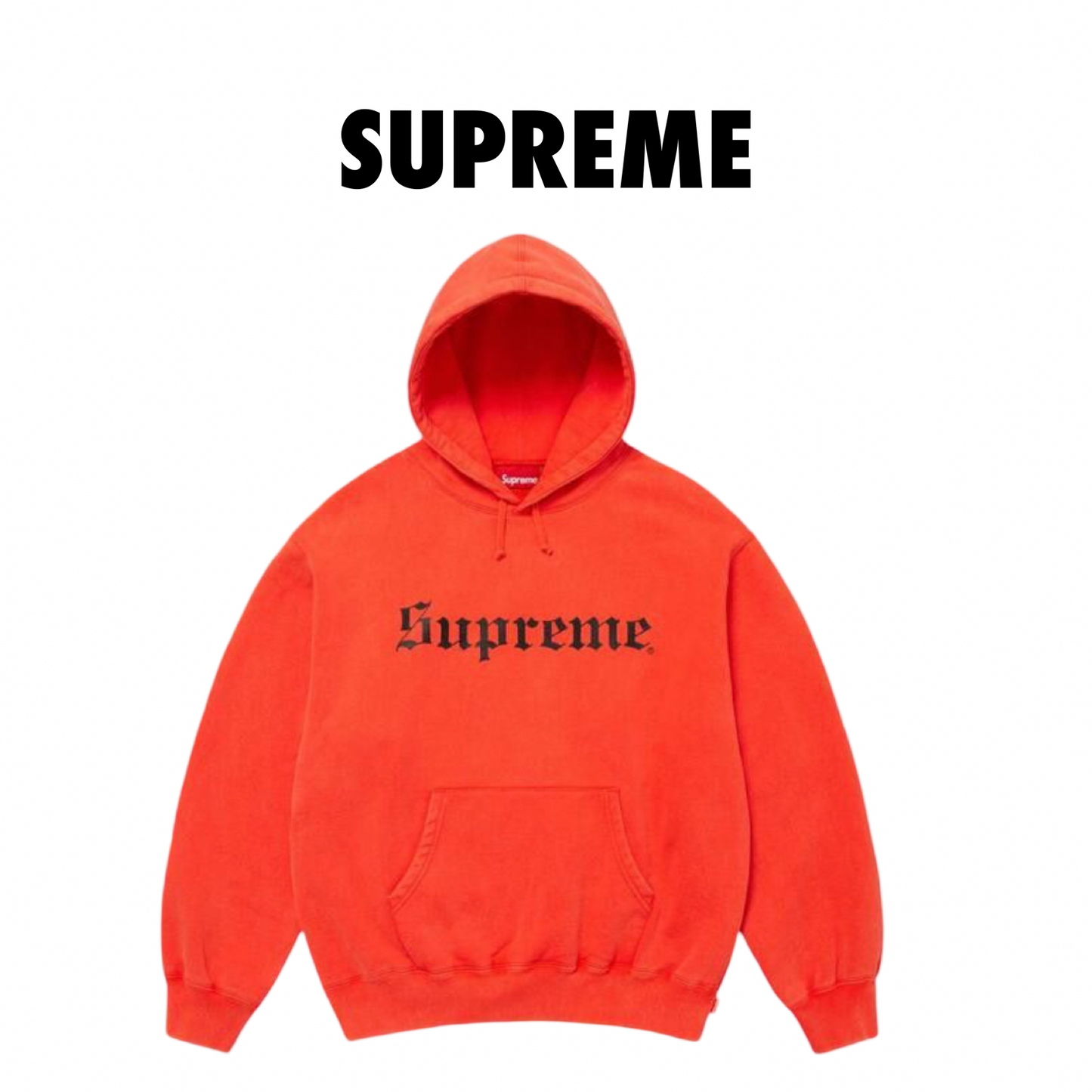 Supreme Old English Washed Orange hoodie