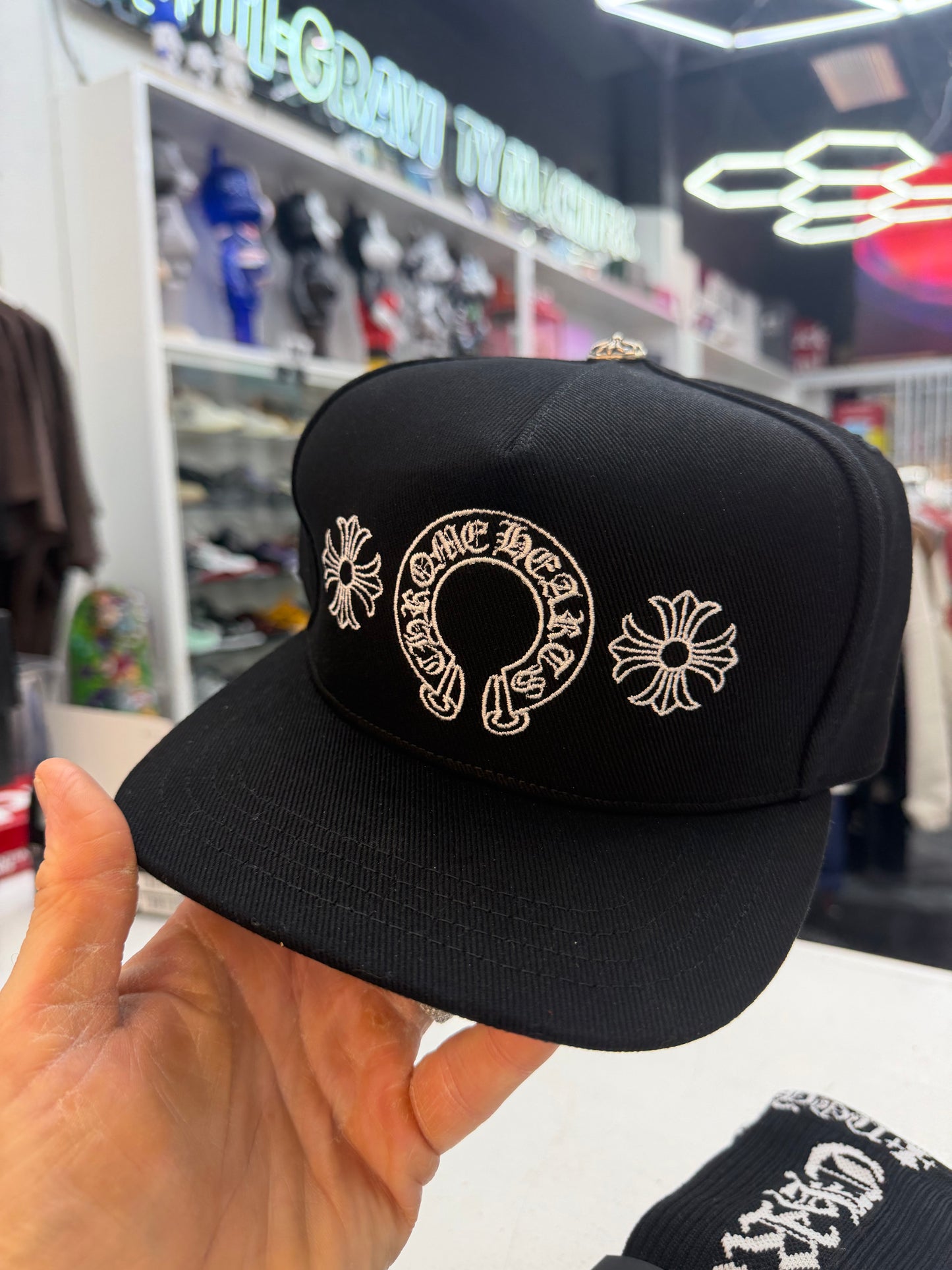 Chrome Hearts Horseshoe Denim Baseball Hat black