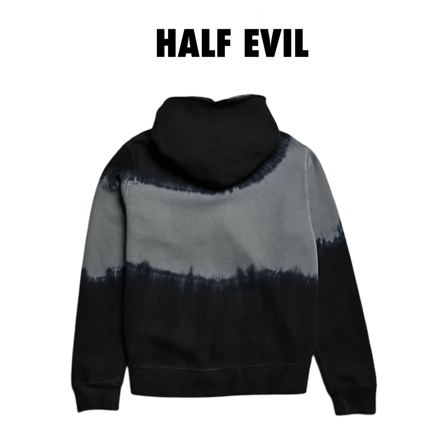 HALF EVIL Arc Blue Wash Body Bag Zip Hoodie