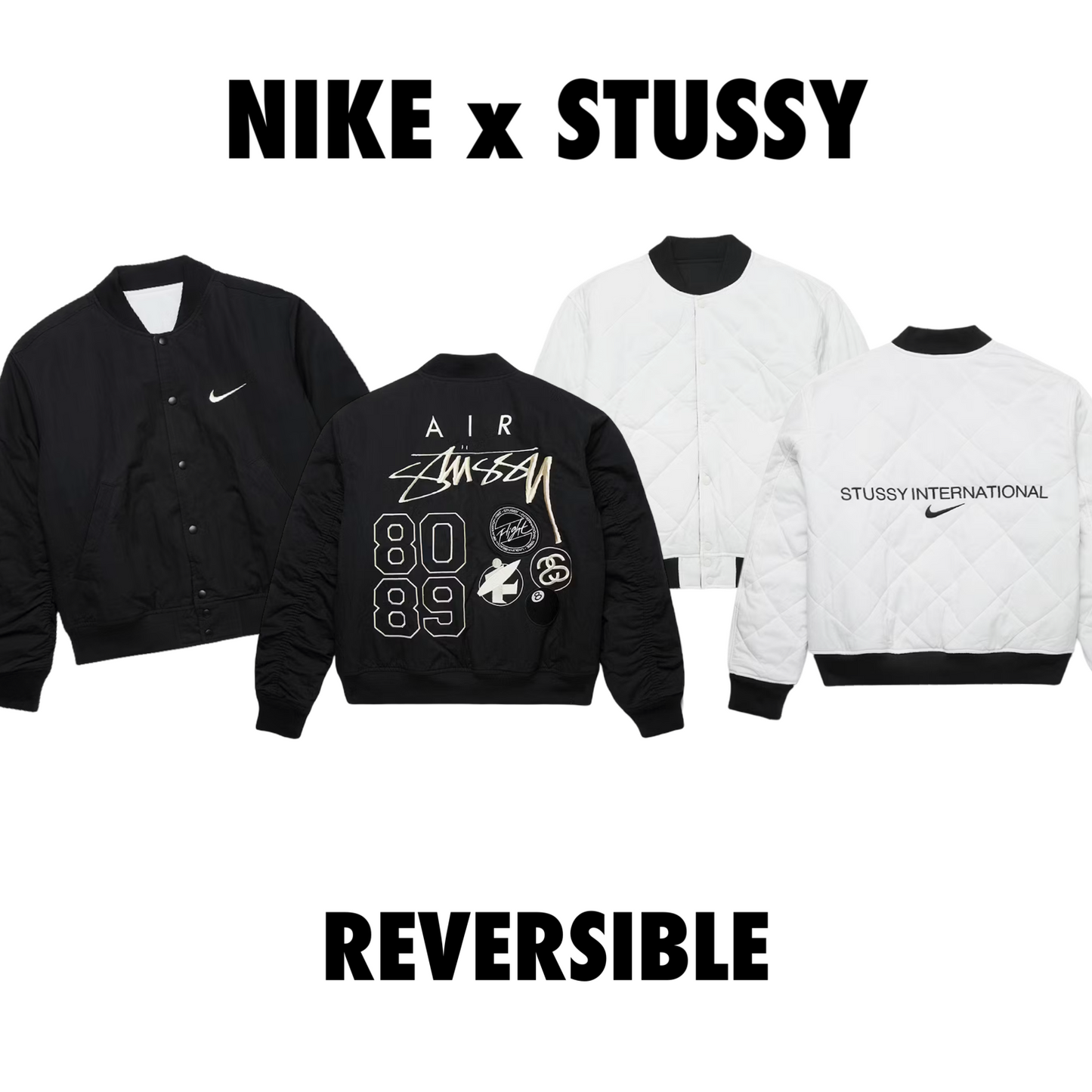 Stussy x Nike Reversible Varsity Jacket black