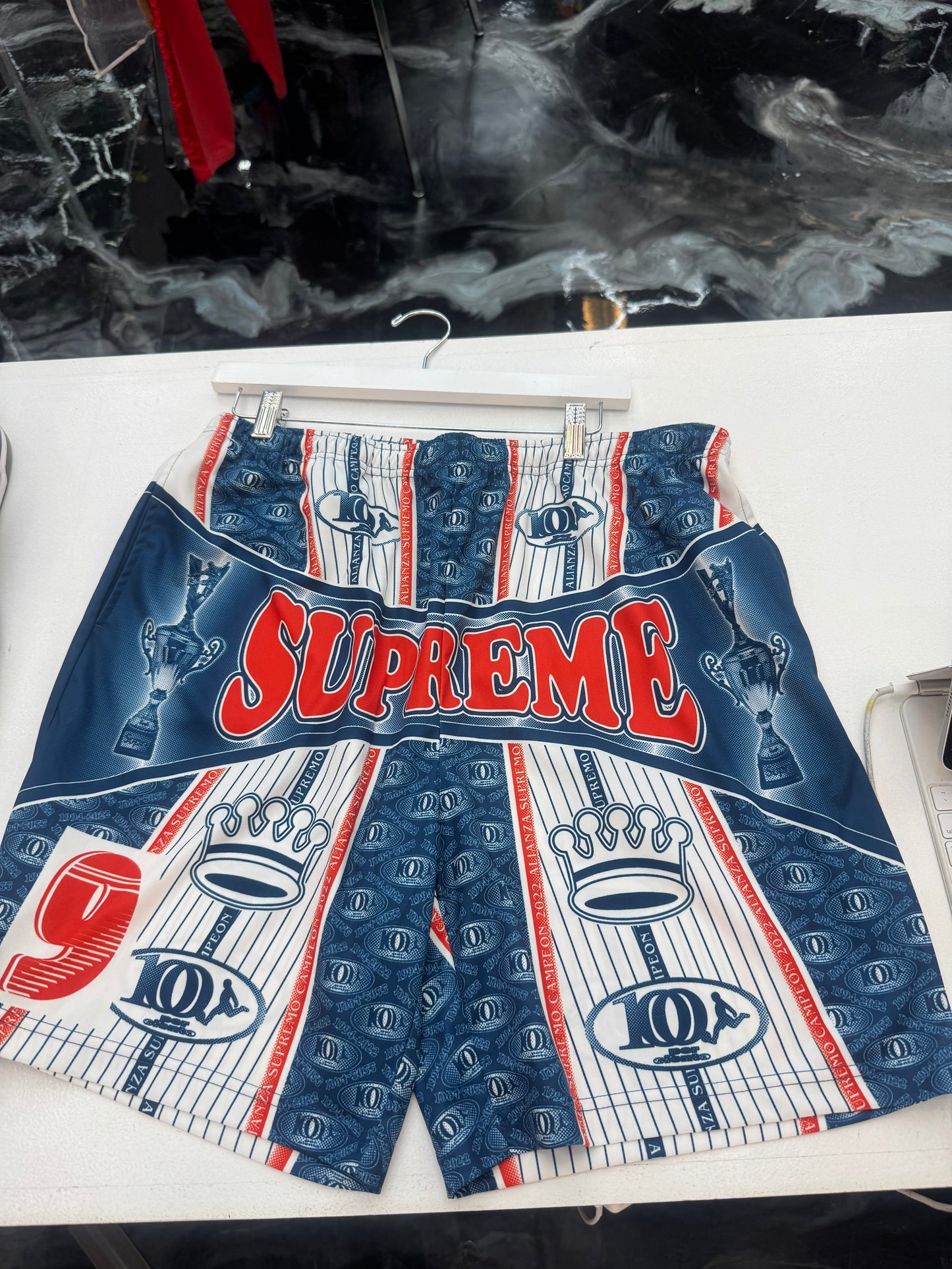 Supreme Por Ciento Soccer Shorts Navy 2022