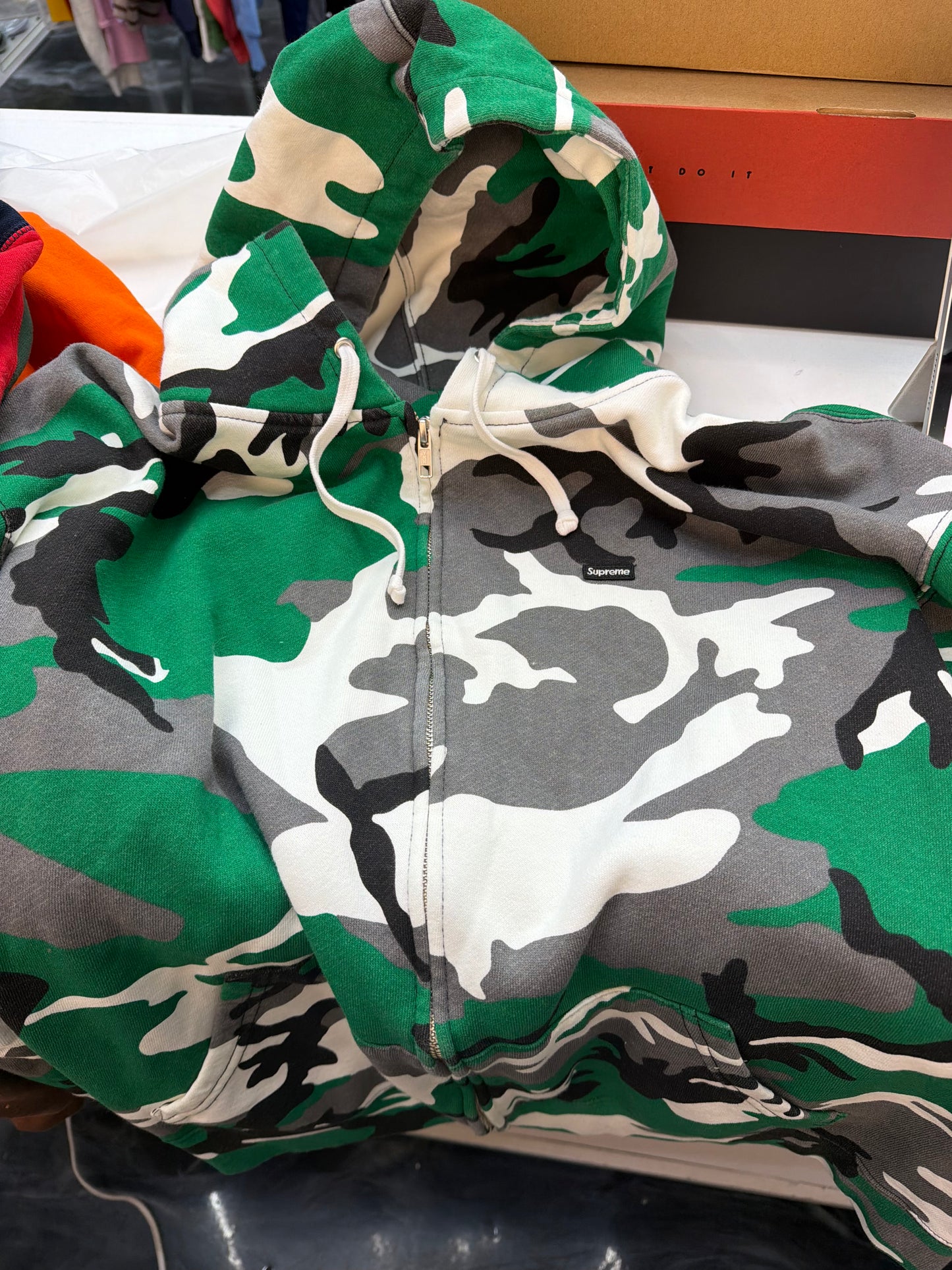 Supreme Small Box Zip Up Hooded Sweatshirt (FW25) Green Camo