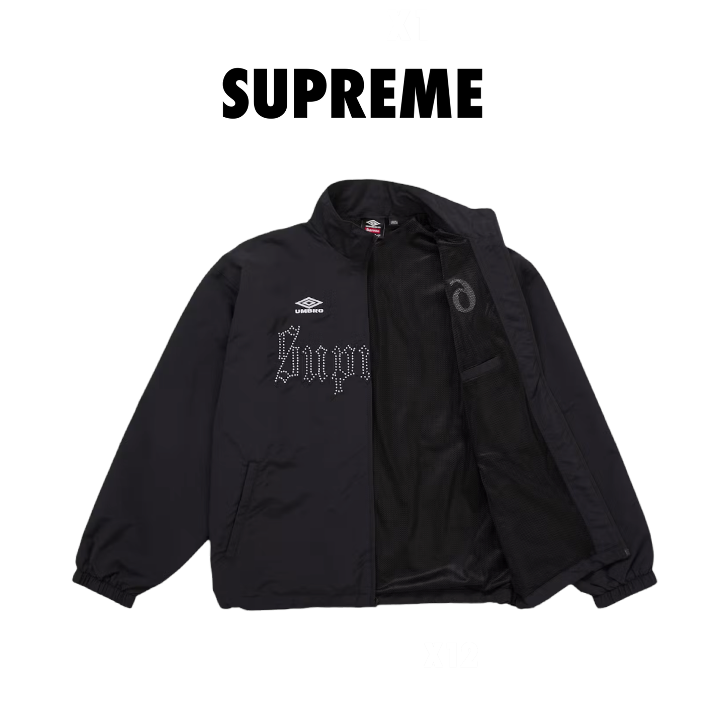 Supreme Umbro Rhinestone Track Jacket black