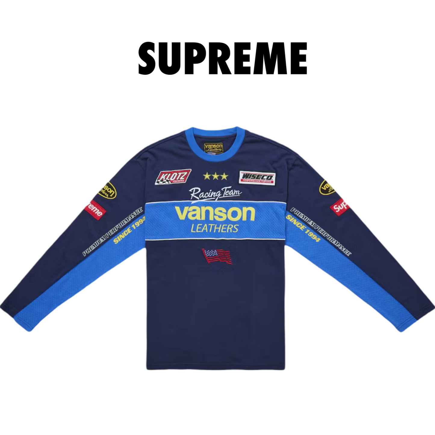 Supreme Vanson Leathers L/S Top navy