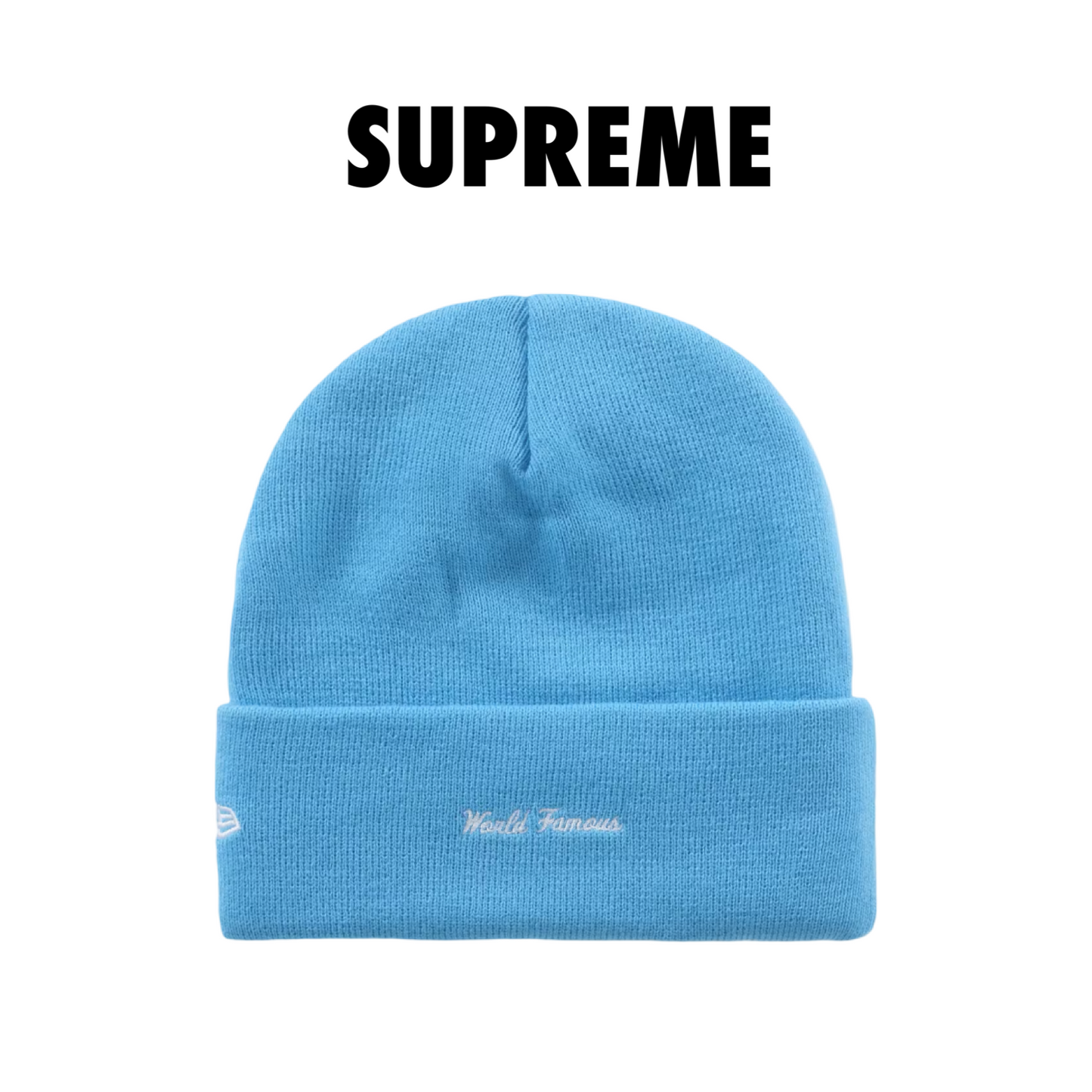 Supreme New Era Box Logo Beanie (FW25) cyan blue