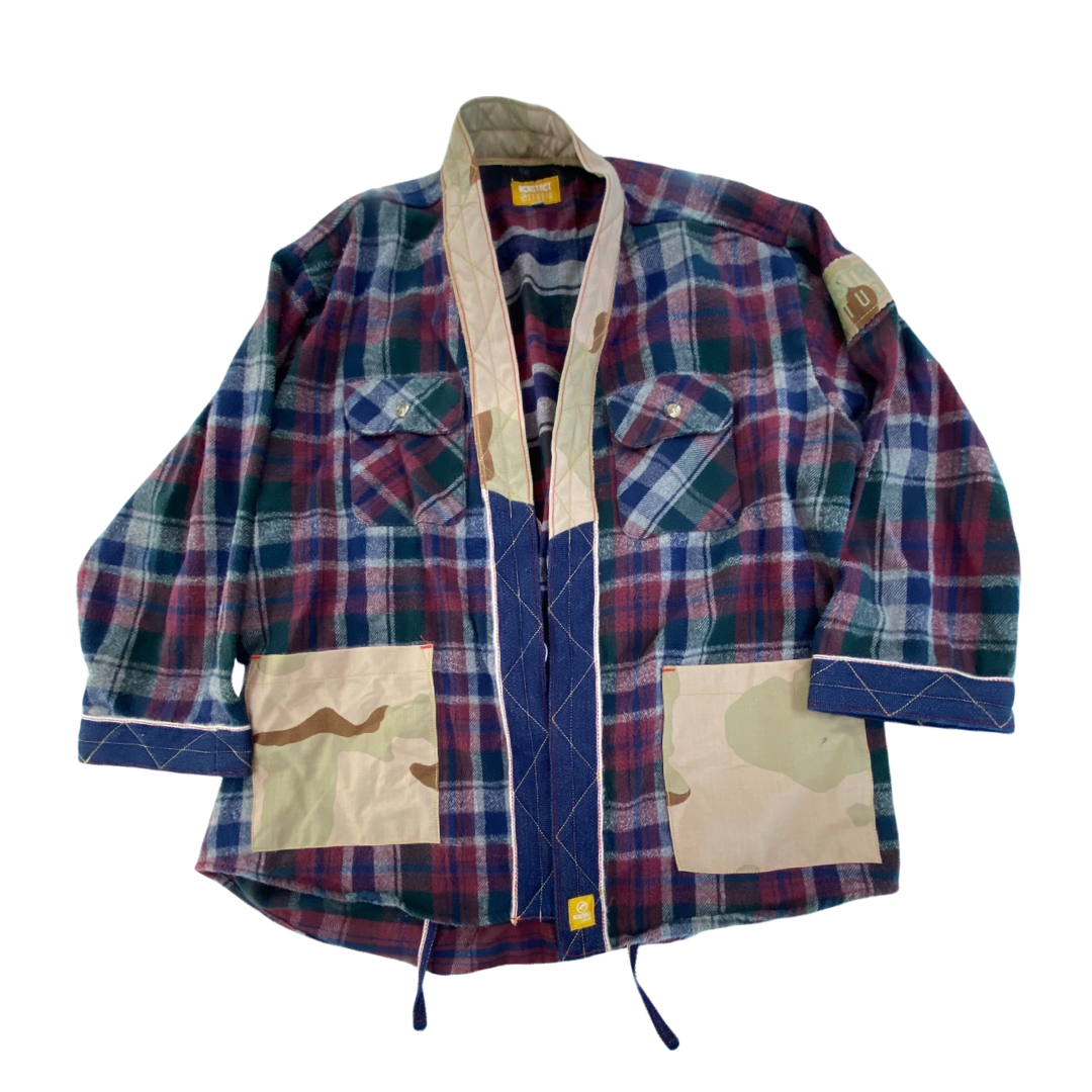 RCNSTRCT Studios LA Denim + Camo Flannel Kimono