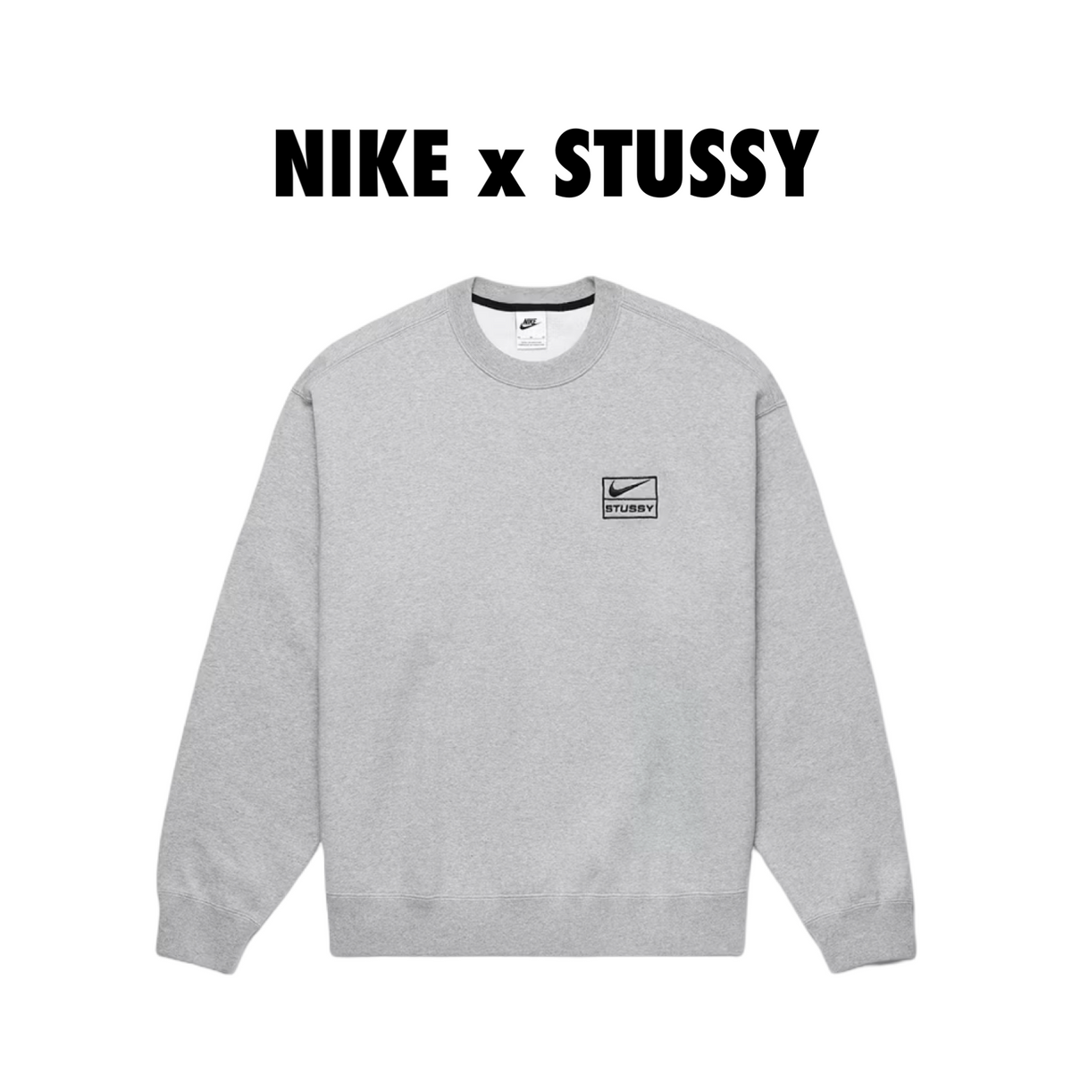 Nike × Stussy Wash Crew Fleece grey crewneck