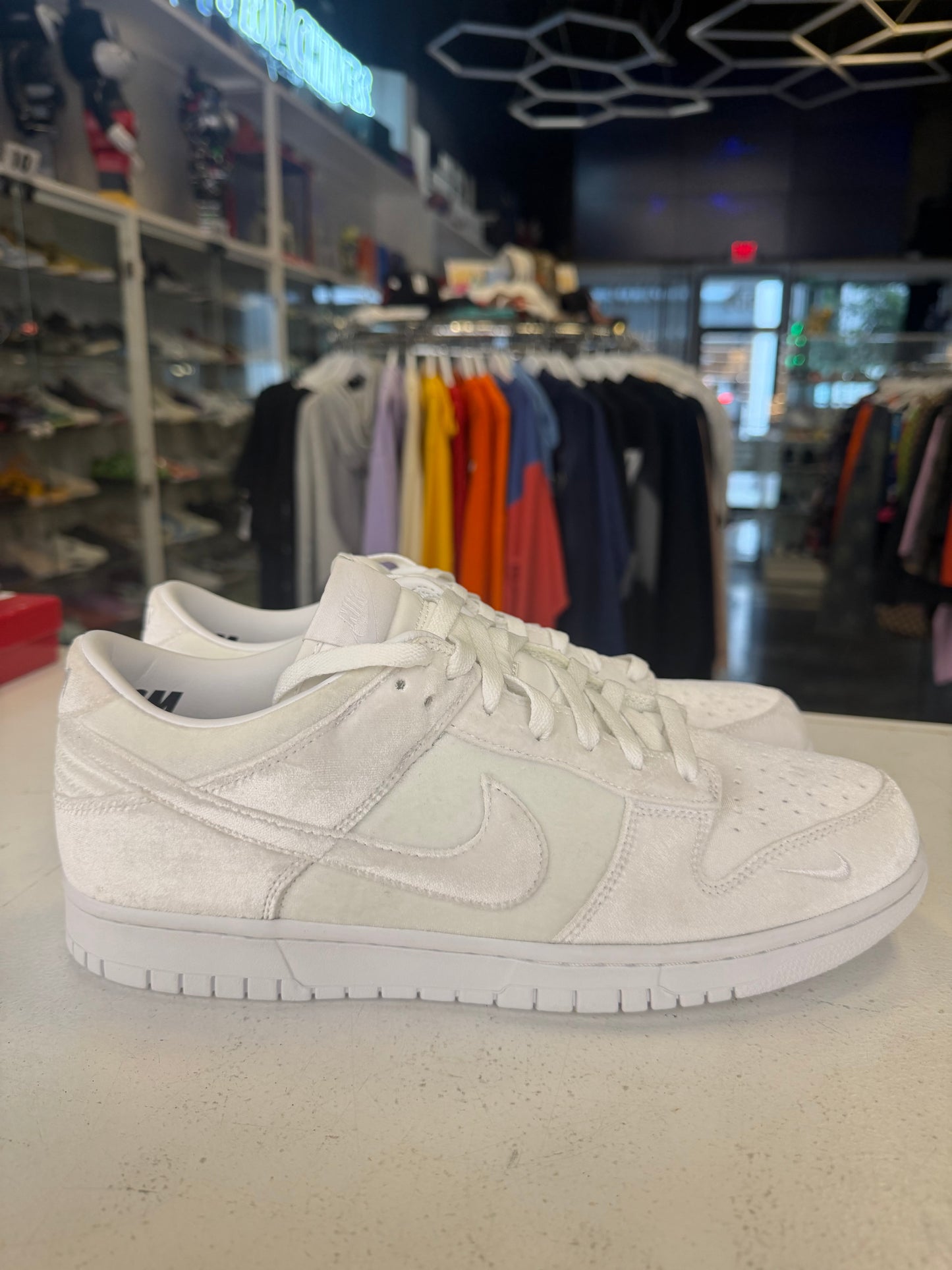 Nike Dunk Low Dover Street Market Triple White Velvet
