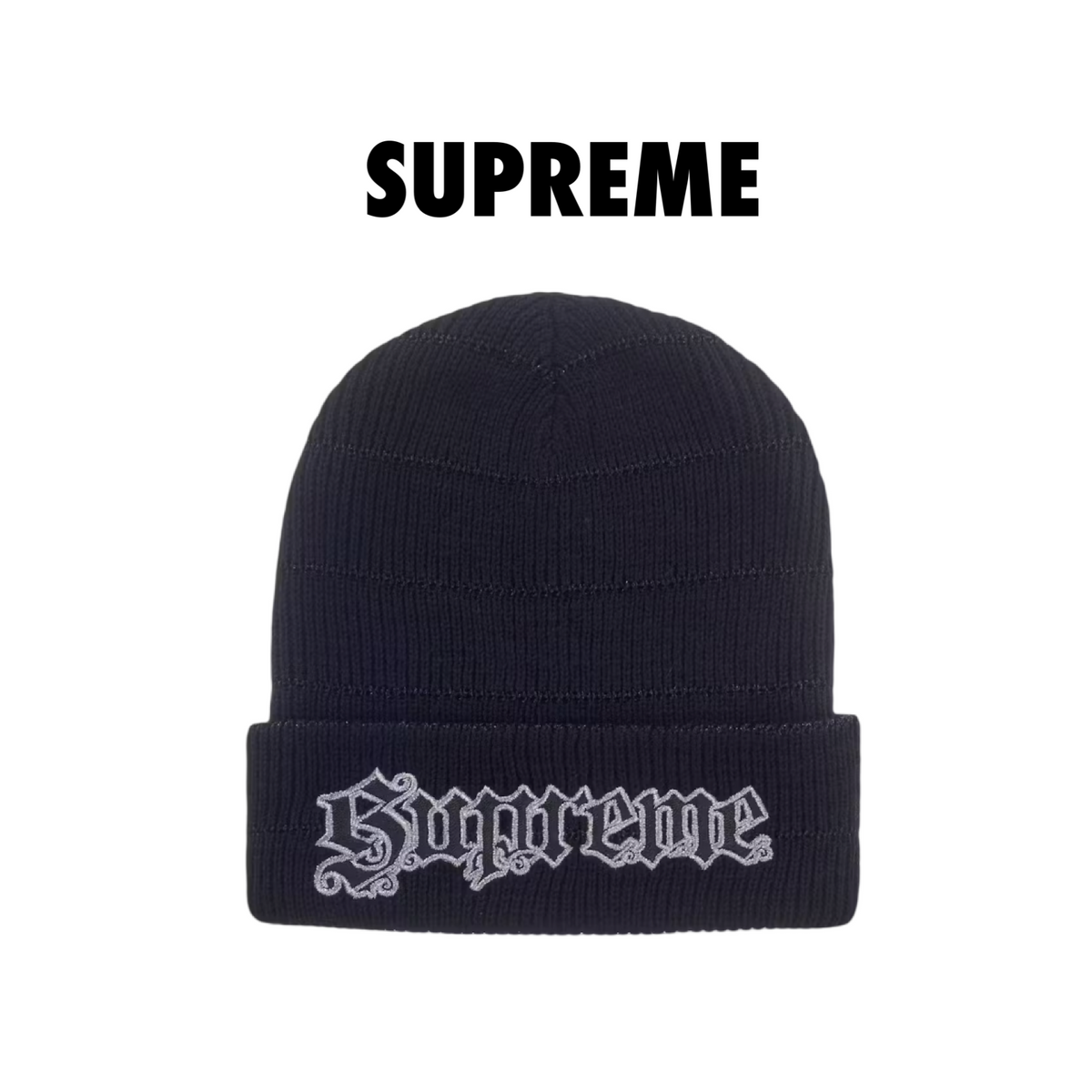 Supreme Metallic Stripe Beanie black