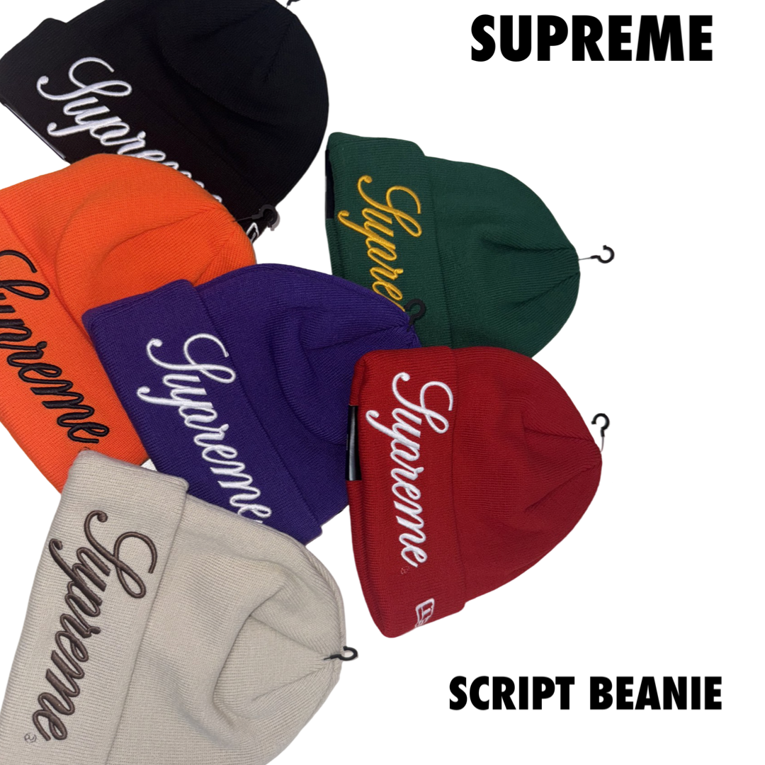 Supreme New Era Script Beanie black red stone green purple silver orange