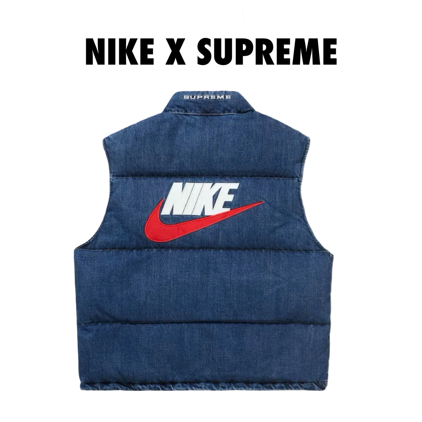 Supreme Nike Blue Denim Puffer Vest