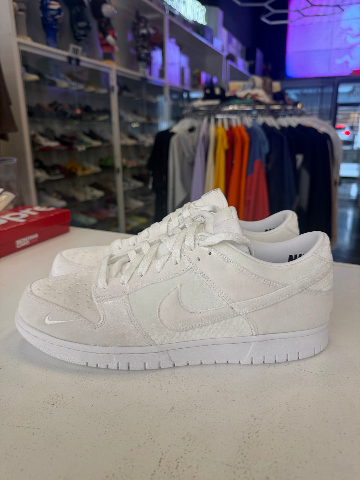 Nike Dunk Low Dover Street Market Triple White Velvet