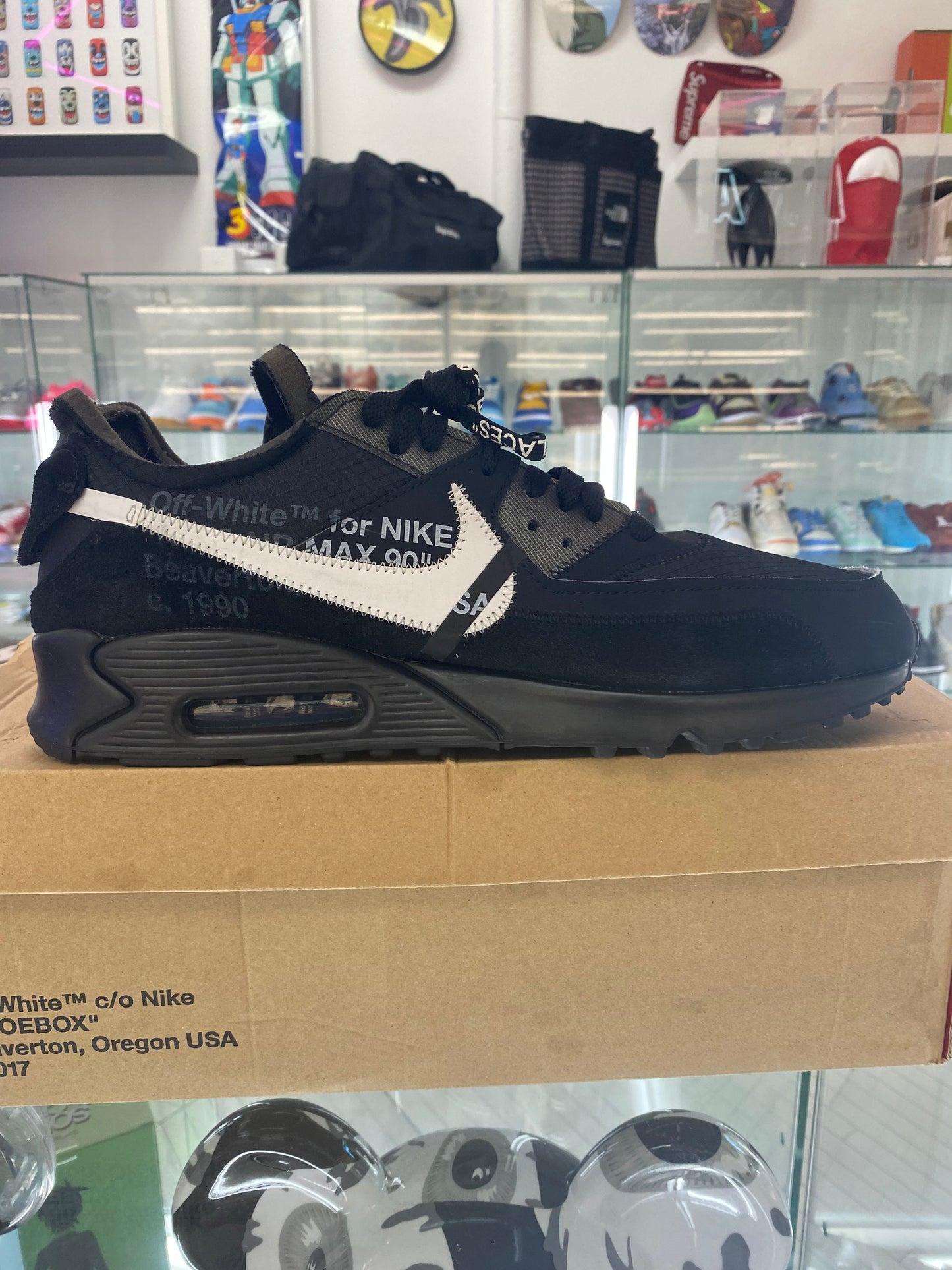 Size 13 - Nike Air Max 90 x OFF-WHITE Black 2019 Worn Very Nice