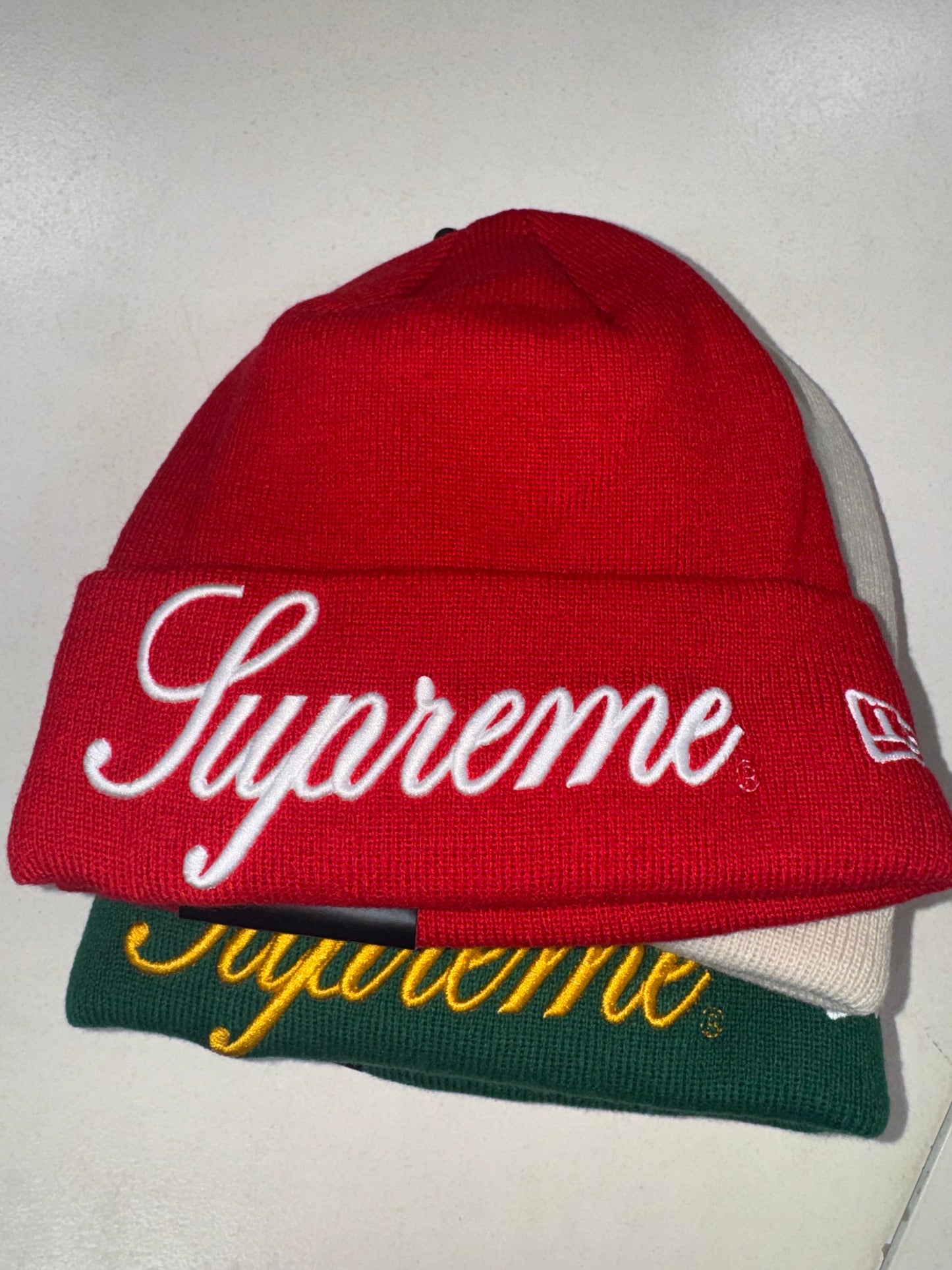 Supreme New Era Script Beanie black red stone green purple silver orange