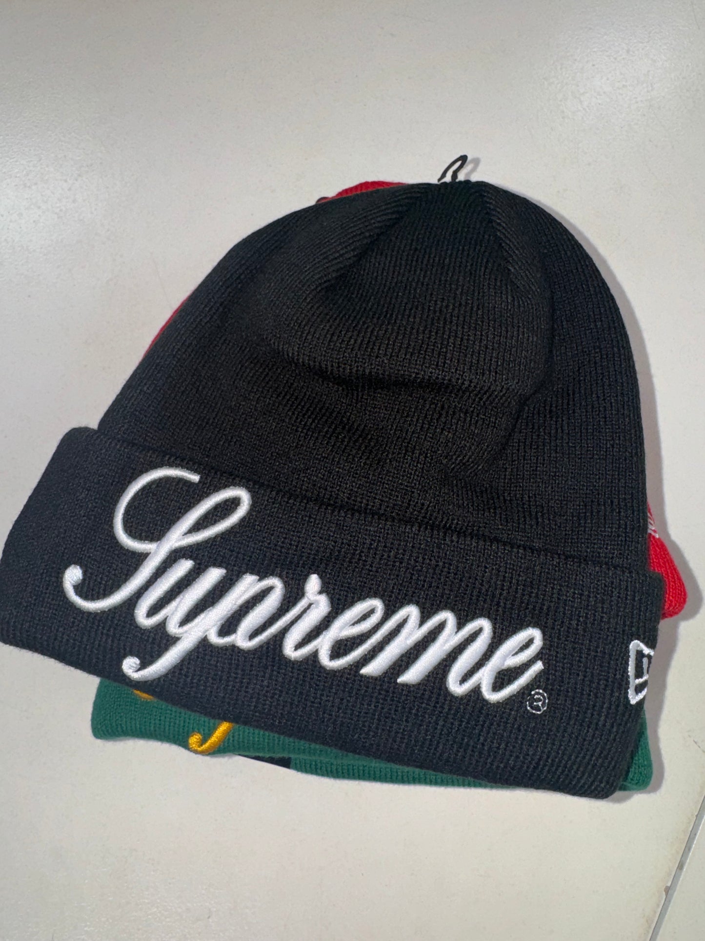 Supreme New Era Script Beanie black red stone green purple silver orange