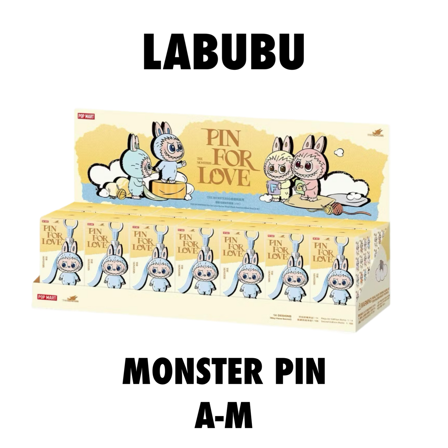 Pop Mart Labubu The Monsters Pin for Love Series Vinyl Plush Pendant (A-M) Sealed Case (Single Blind Box)