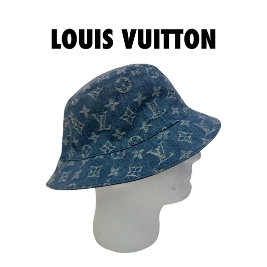 Louis Vuitton Denim Monogram Reversible Bucket Hat – Size 62m