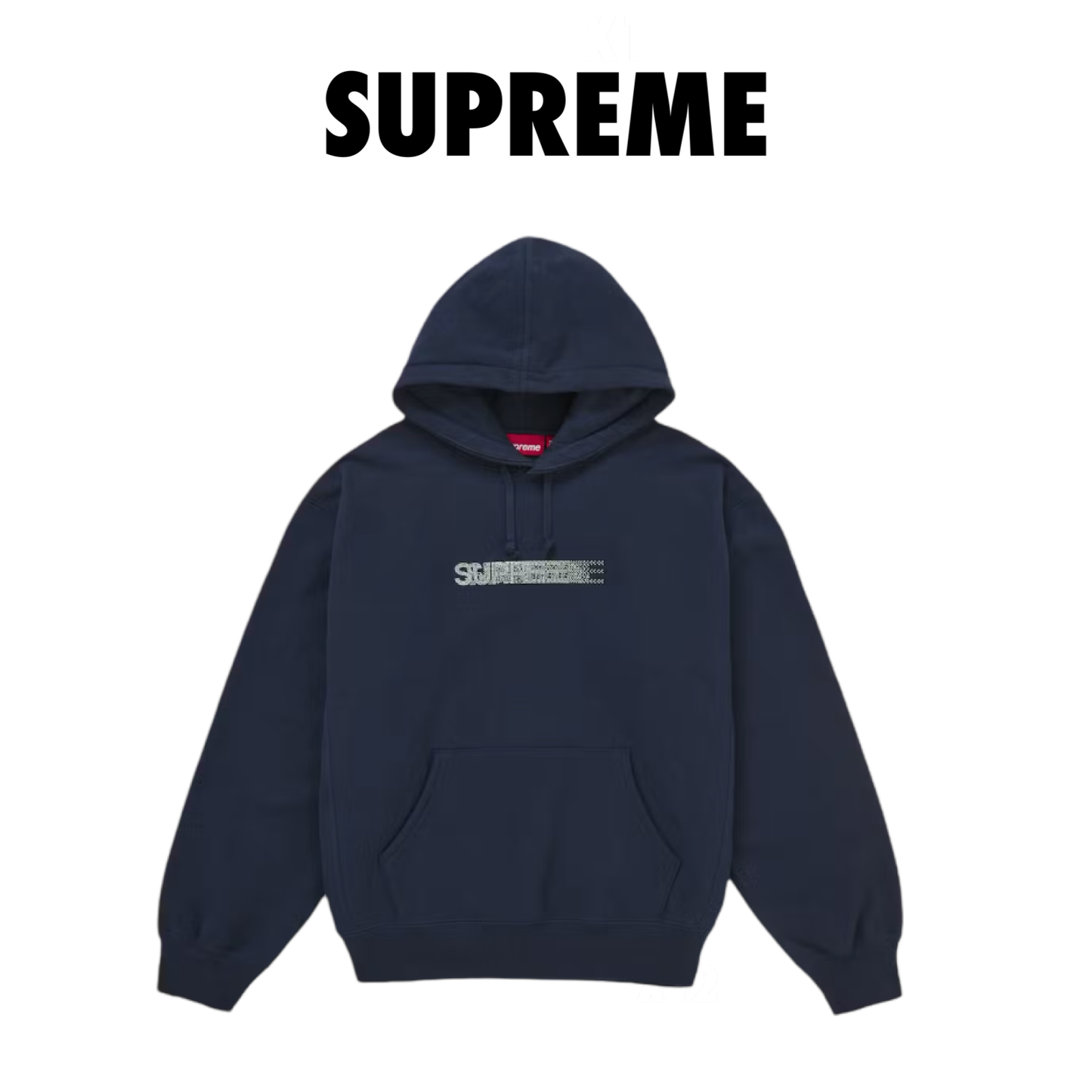 Supreme Swarovski Motion Logo Hooded Sweatshirt navy