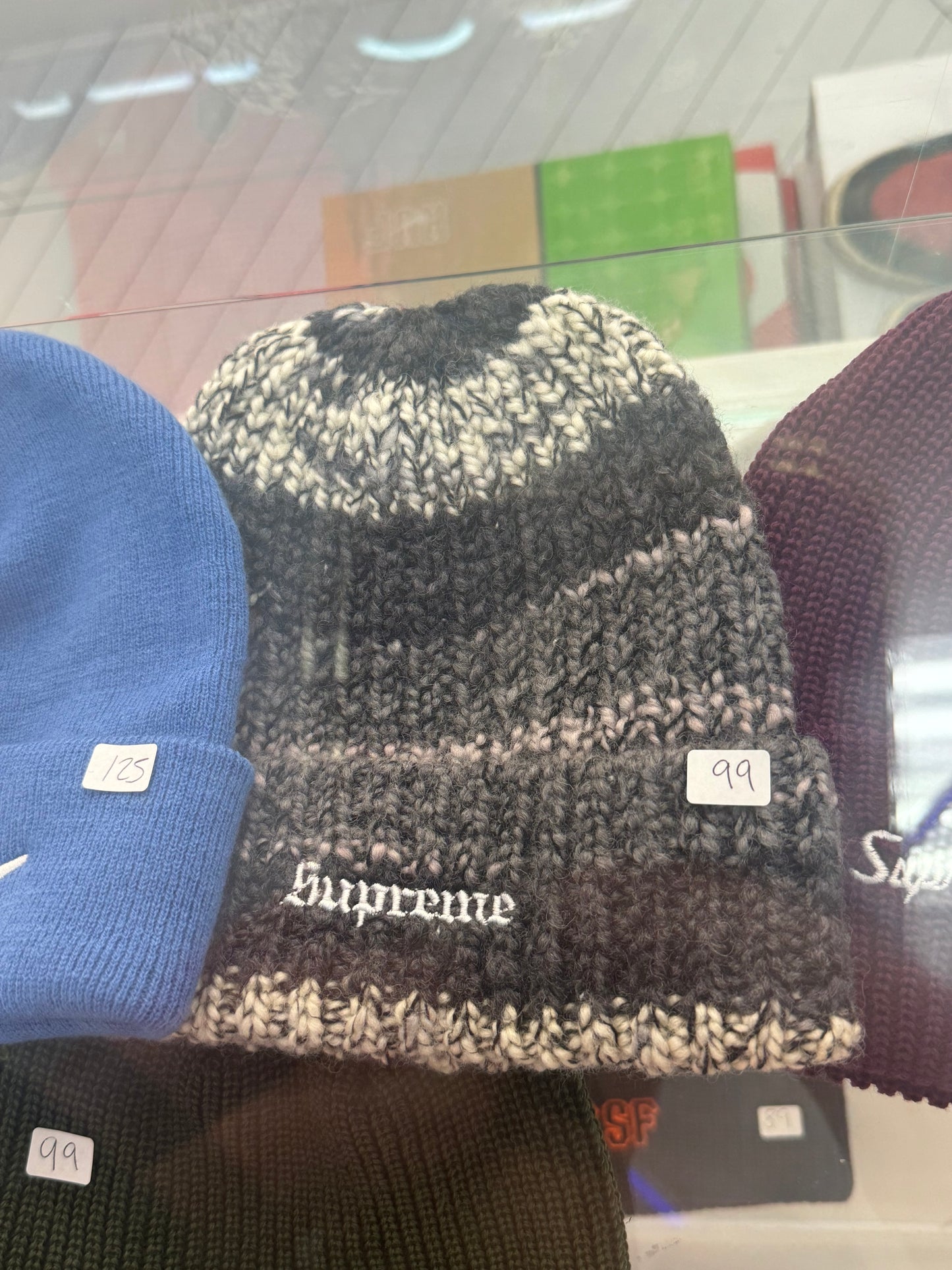 Supreme Space Dye Stripe Beanie Black