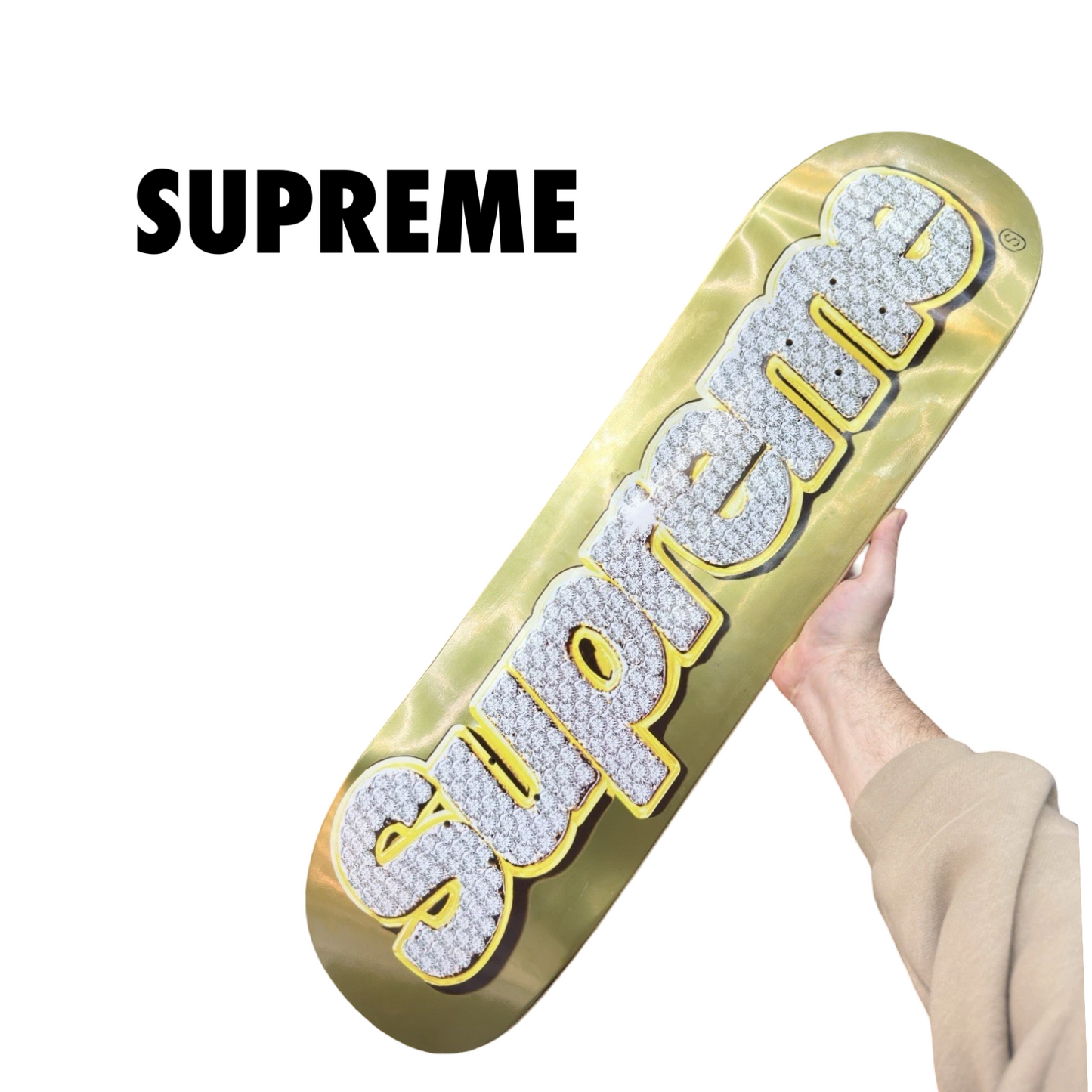 Supreme Bling Box Logo Gold Skate Deck - Skateboard - SS 2022