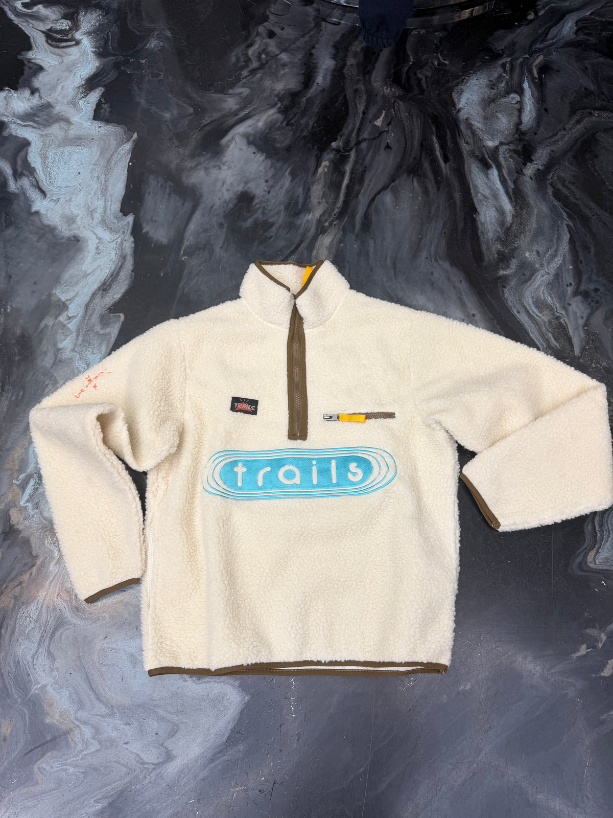 Travis Scott Trails Half-Zip Sherpa Pullover Natural