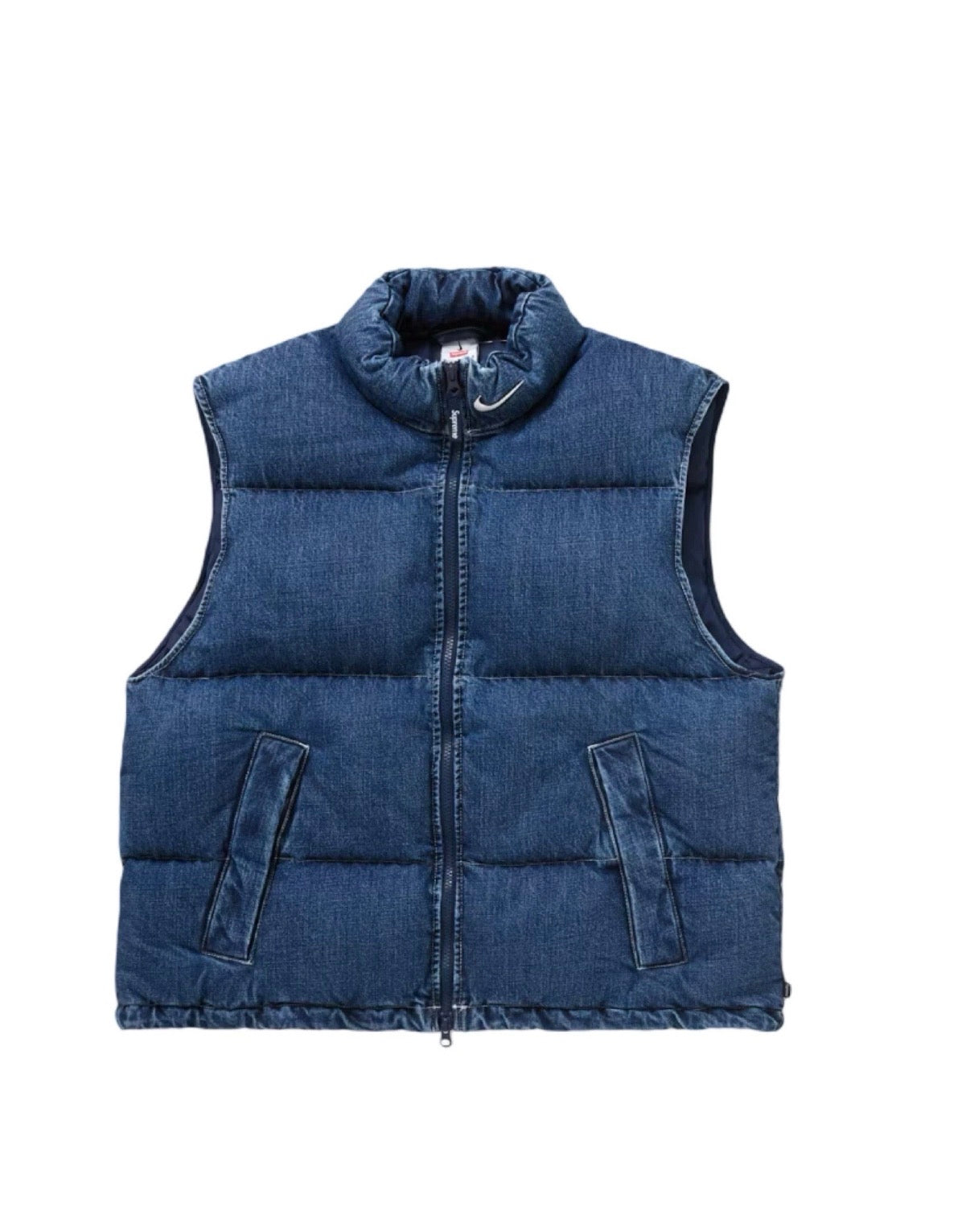 Supreme Nike Blue Denim Puffer Vest