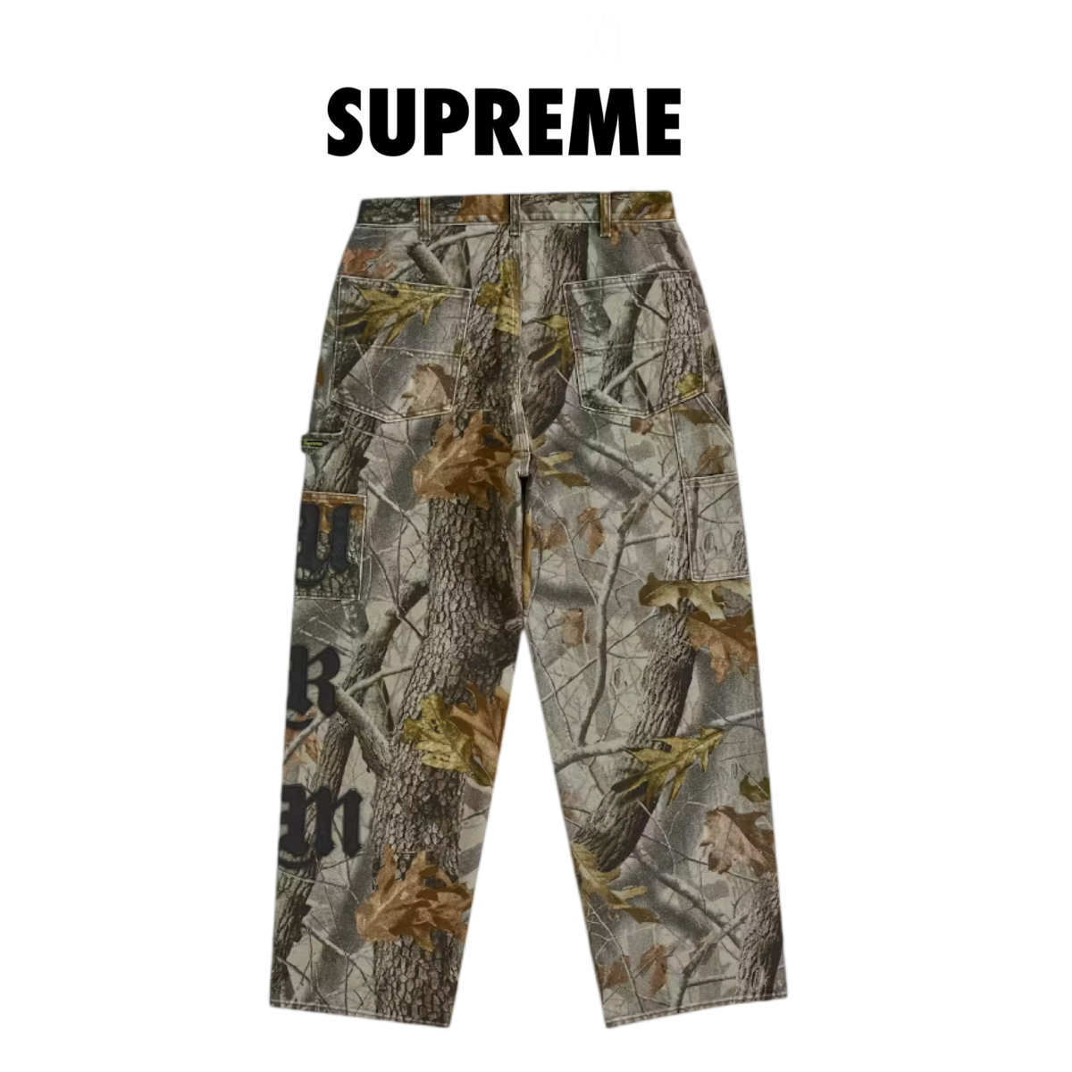 Supreme Leather Applique Double Knee Painter Pant Realtree Hardwoods Camo