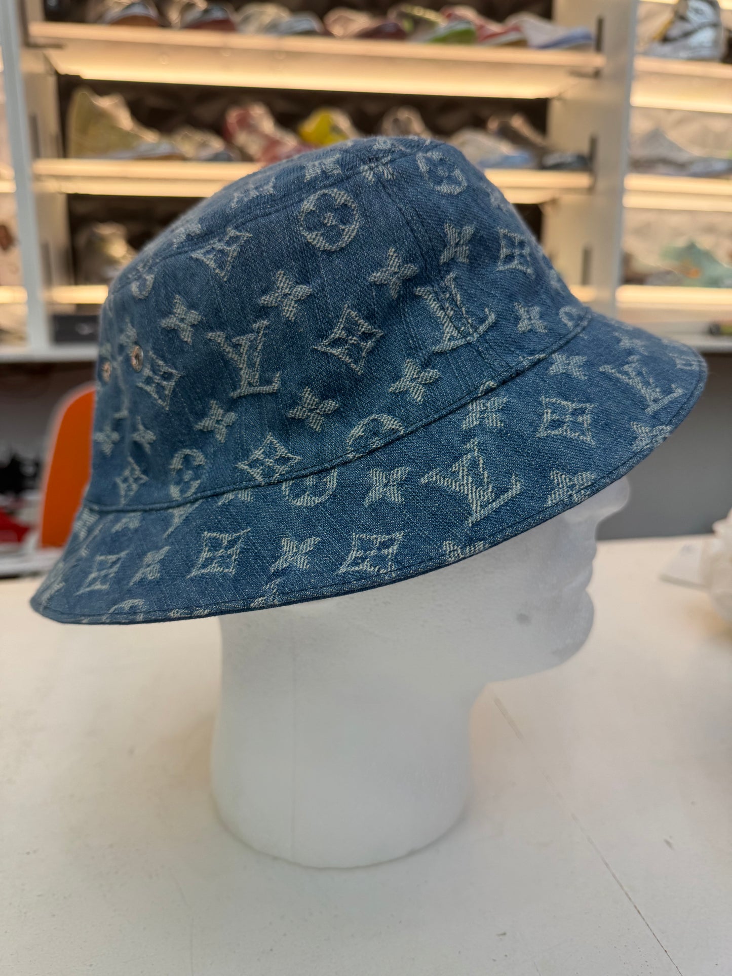 Louis Vuitton Denim Monogram Reversible Bucket Hat – Size 62xm