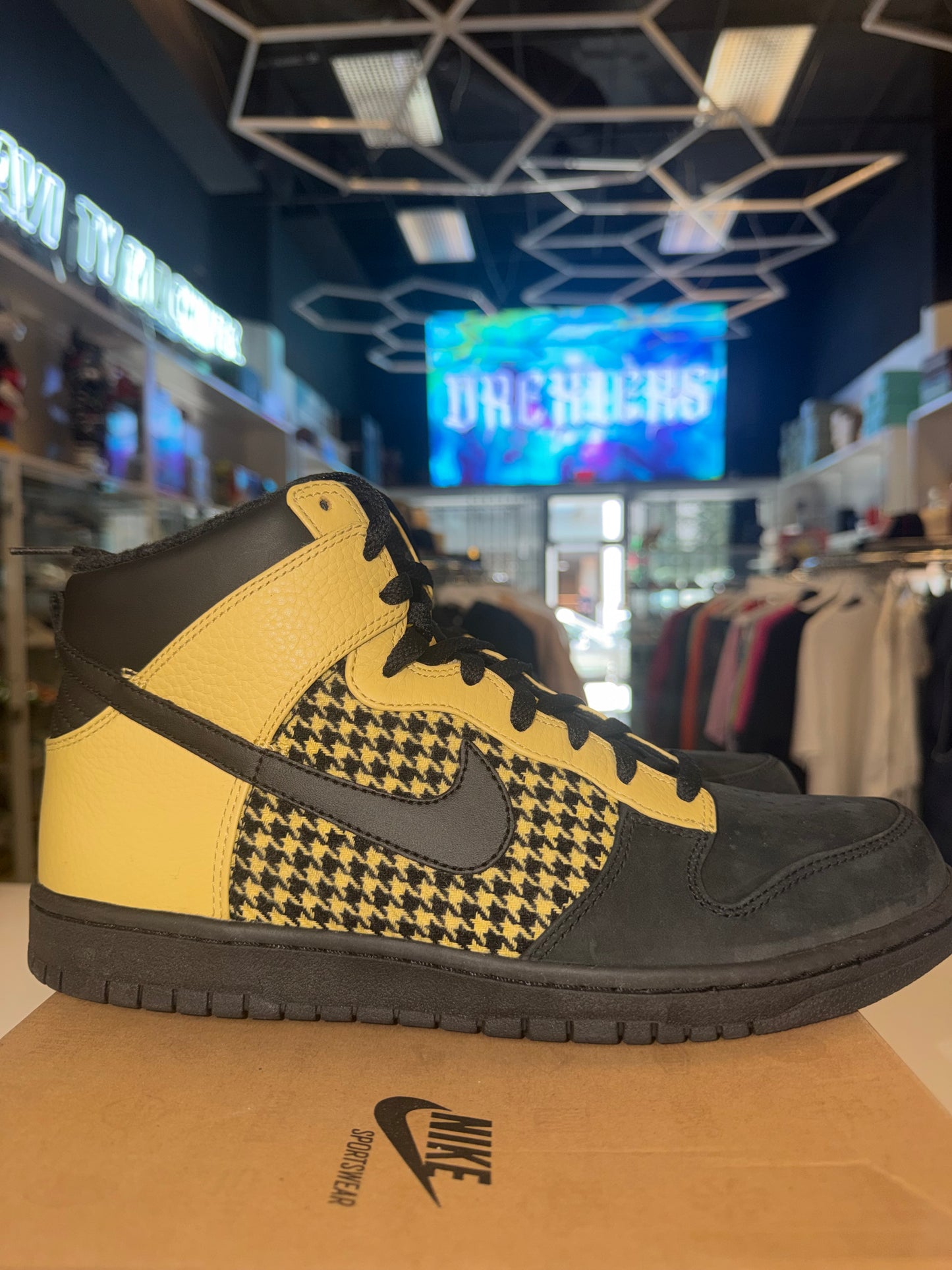 Nike Dunk High Premium Black Houndstooth Gold 2008