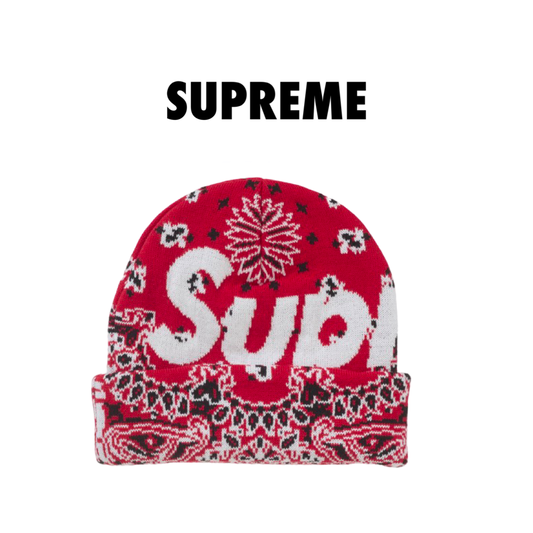 Supreme Big Logo Red Bandana Beanie