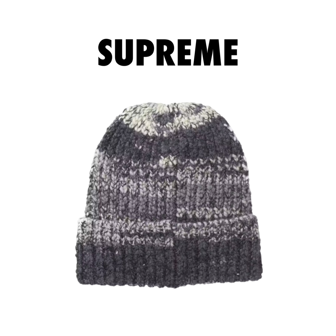 Supreme Space Dye Stripe Beanie Black