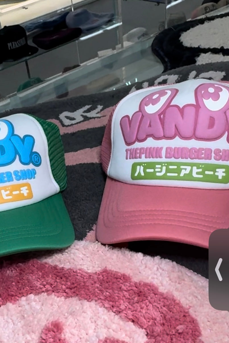 Vandy The Pink Trucket Hat Big Letters Green